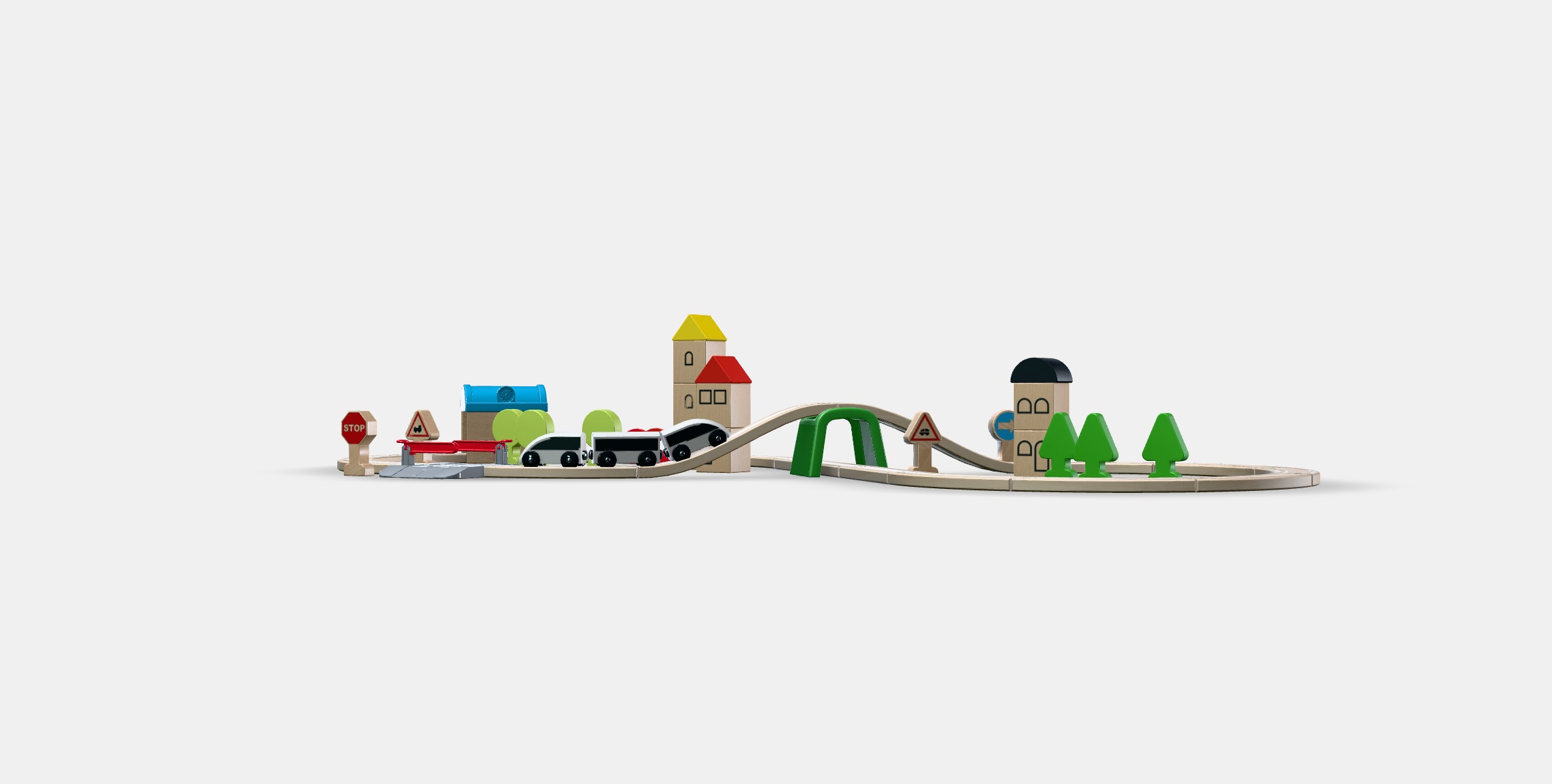 LILLABO 45-piece train set with rail Low-poly 3D model_13
