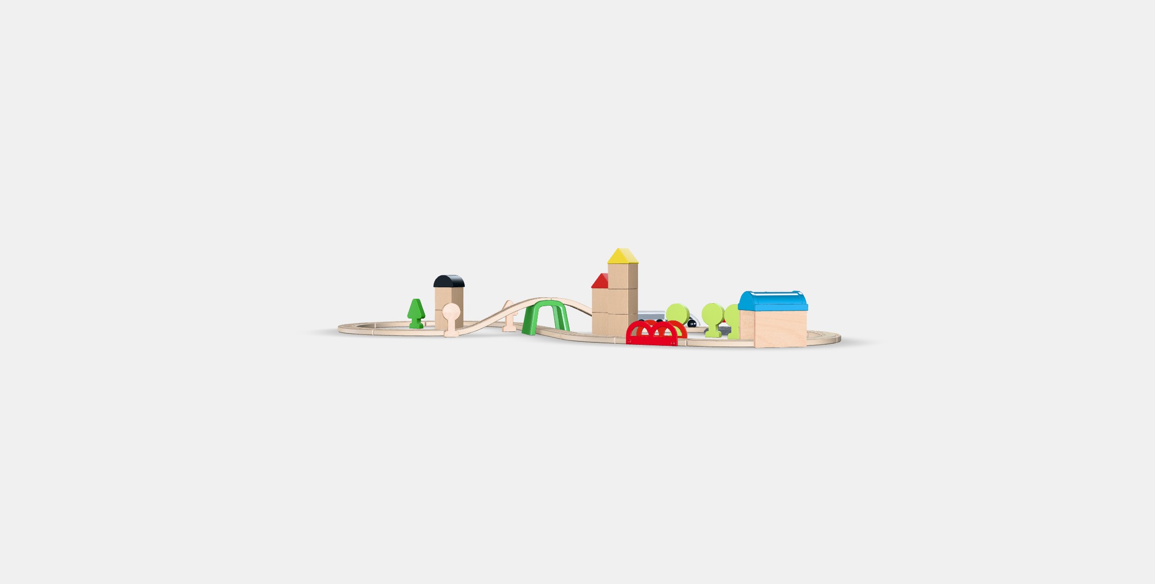 LILLABO 45-piece train set with rail Low-poly 3D model_4