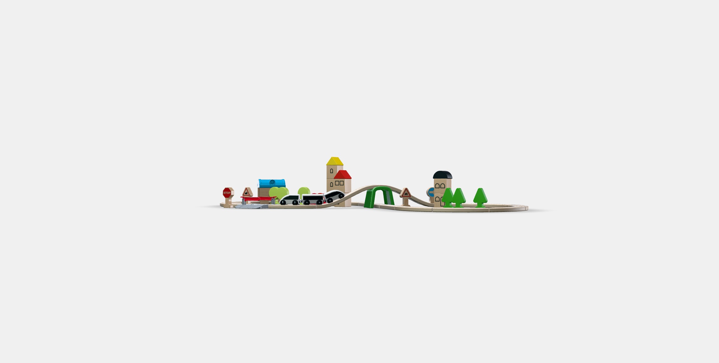 LILLABO 45-piece train set with rail Low-poly 3D model_12