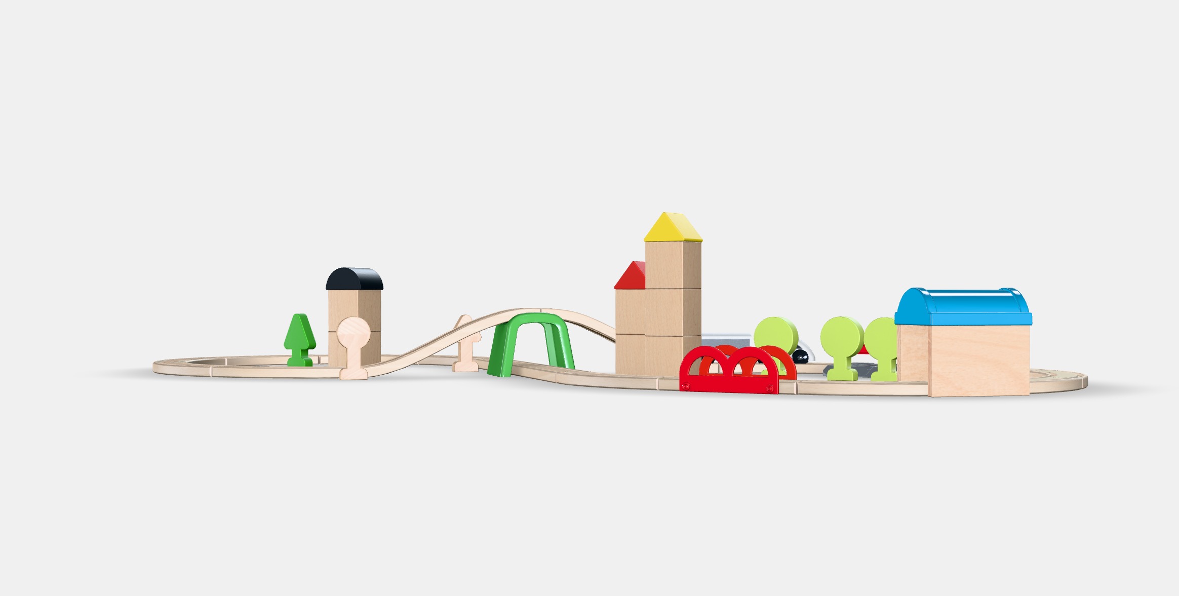 LILLABO 45-piece train set with rail Low-poly 3D model_5