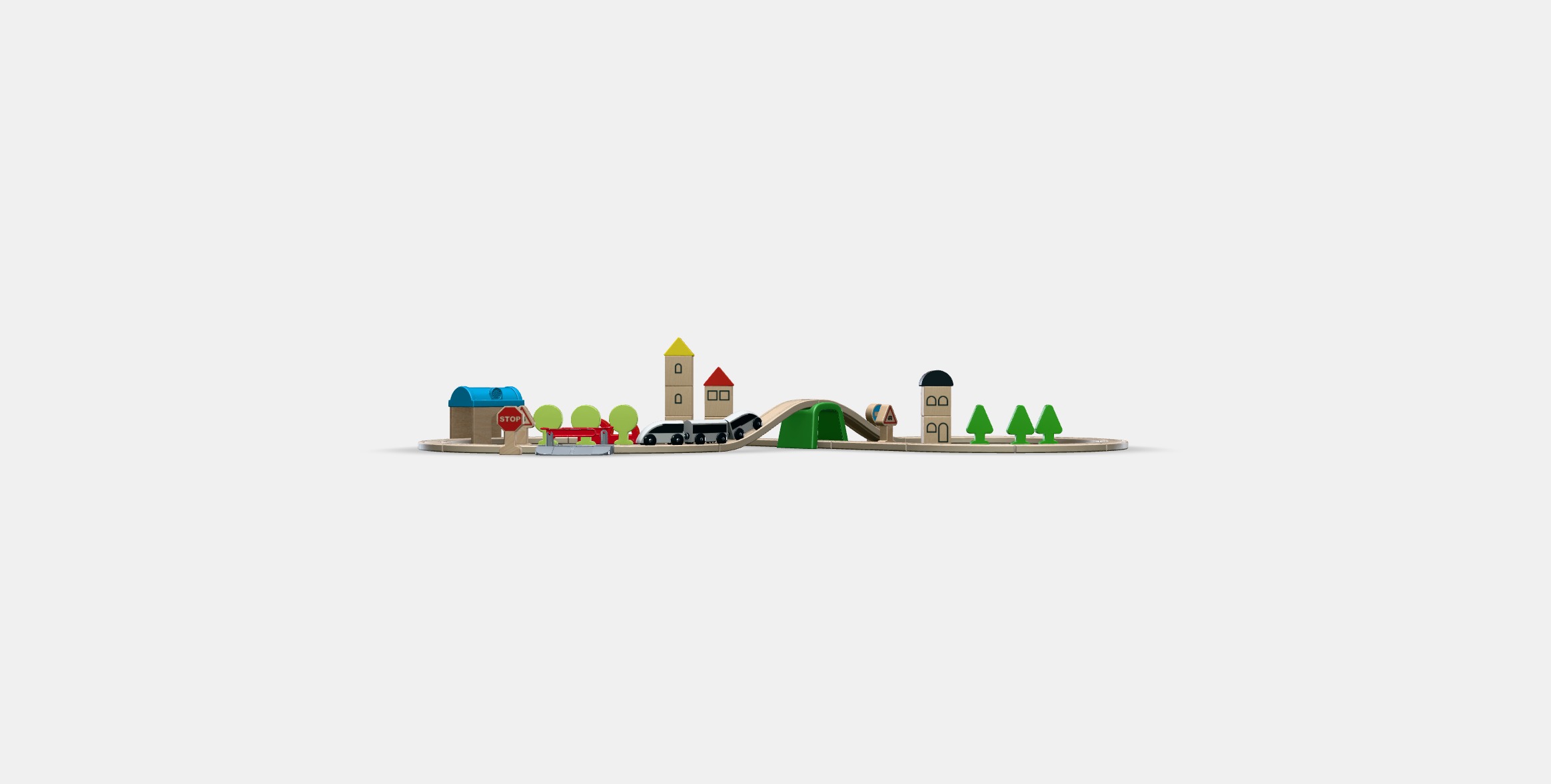 LILLABO 45-piece train set with rail Low-poly 3D model_9