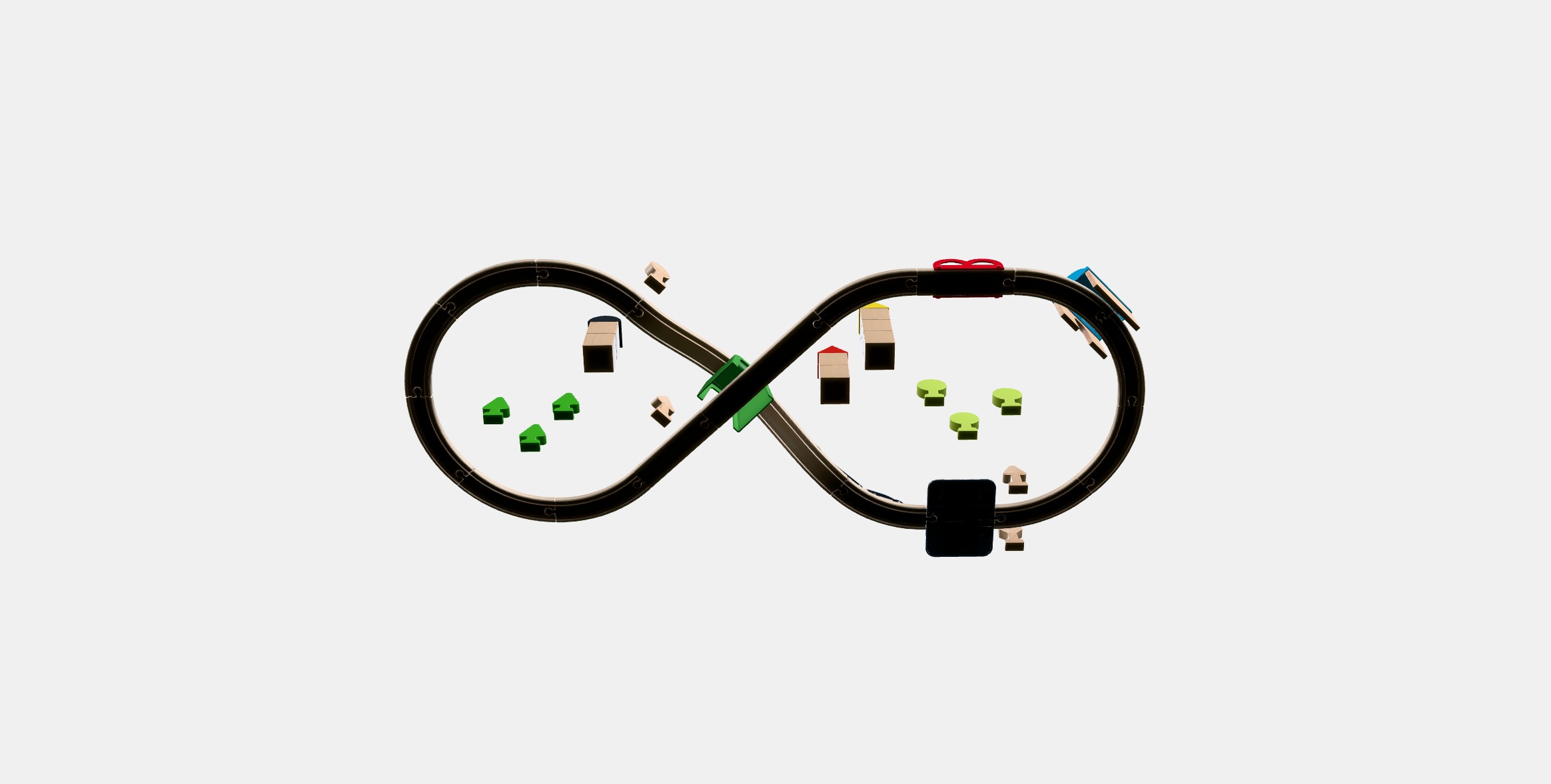 LILLABO 45-piece train set with rail Low-poly 3D model_6