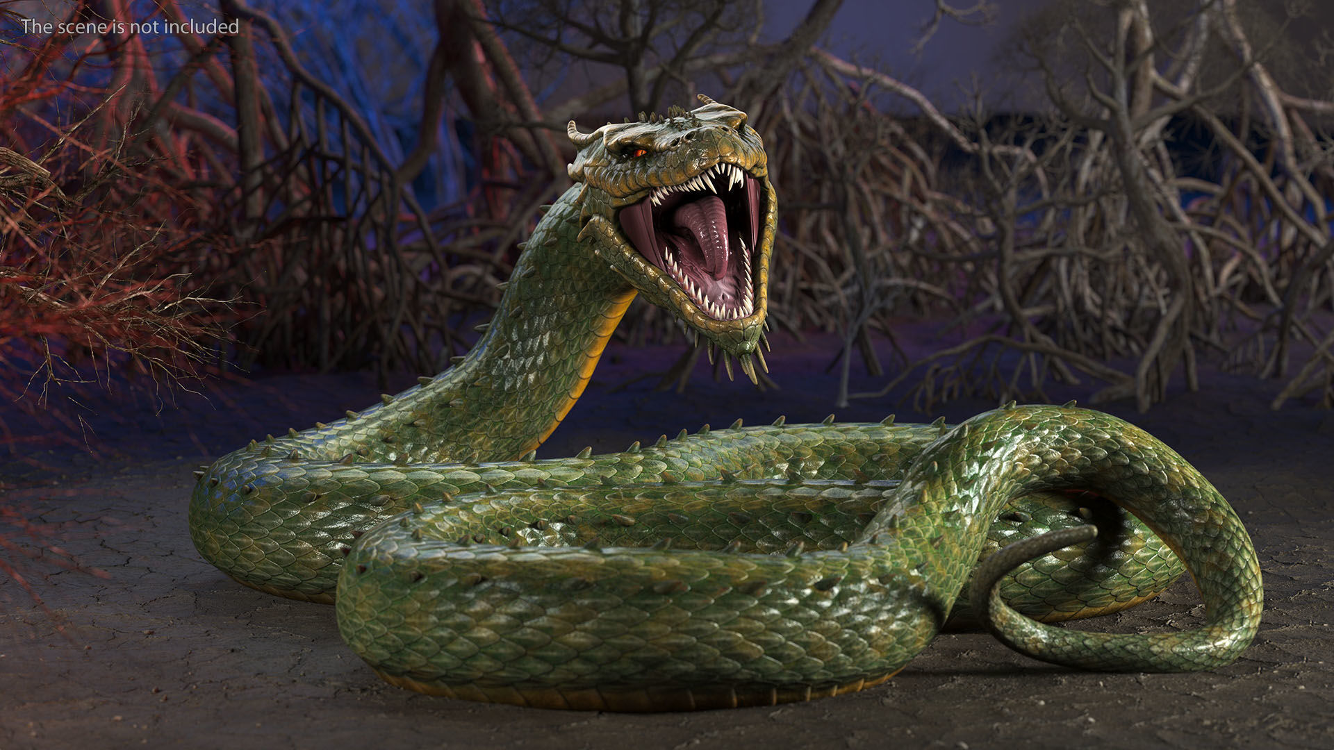 Mythical Serpentine Dragon Rigged for Cinema 4D 3D model