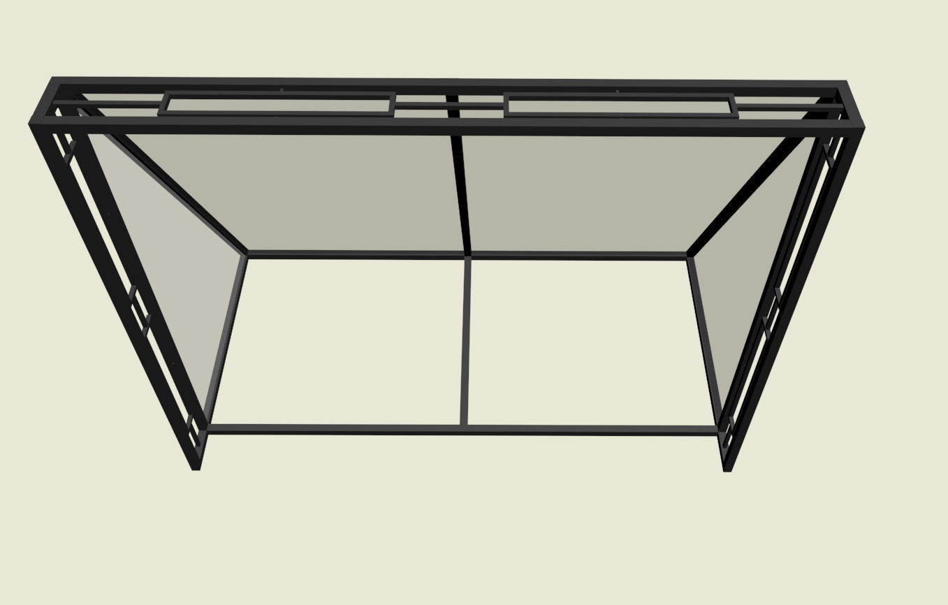 Metal awning with plexi glass 3D model_1