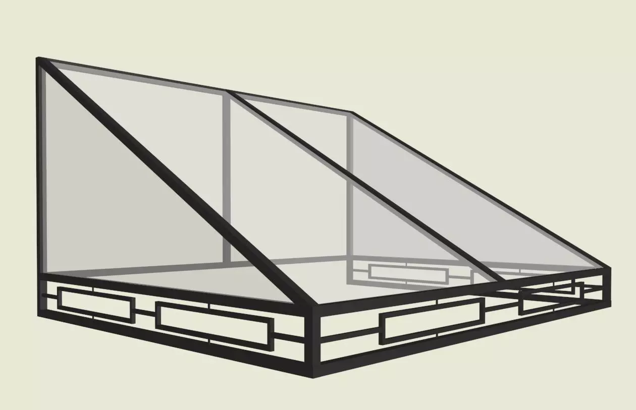 Metal awning with plexi glass 3D model_0