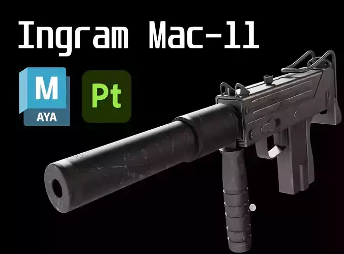 Game Ready Mac-11 Low-poly 3D model