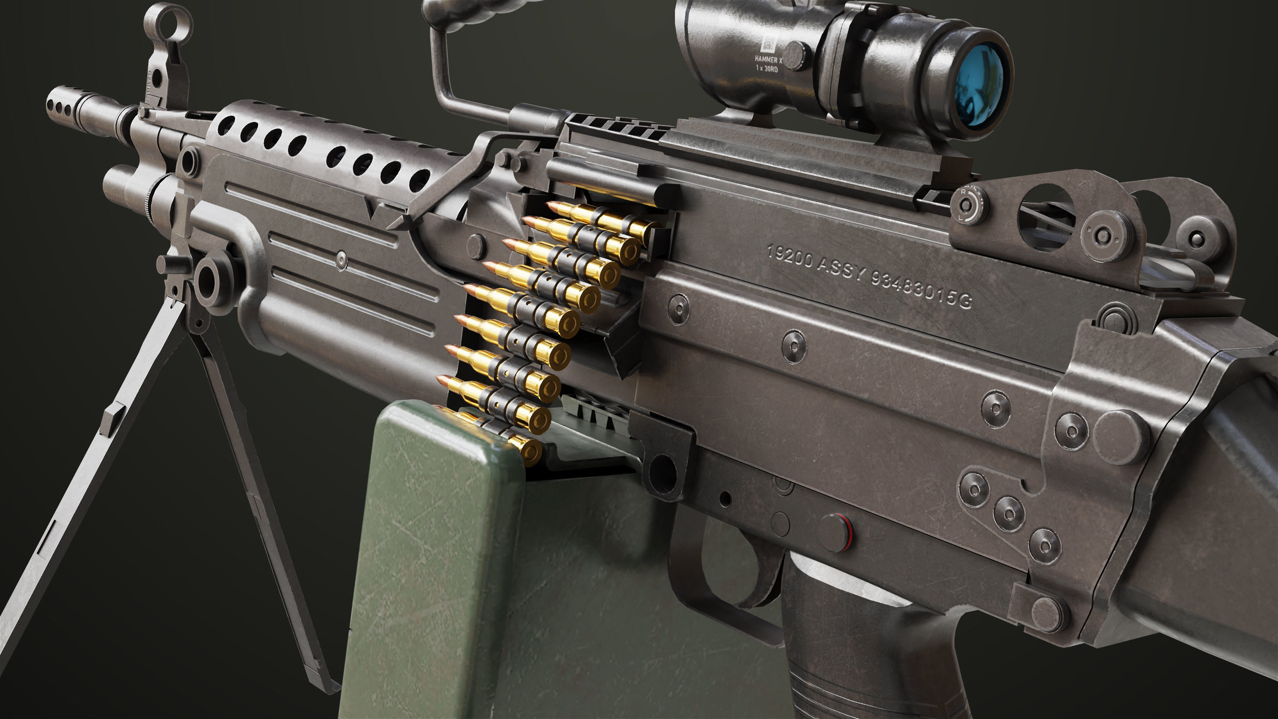 Machine Gun 12 All PBR Unity UE Textures Low-poly 3D model_28