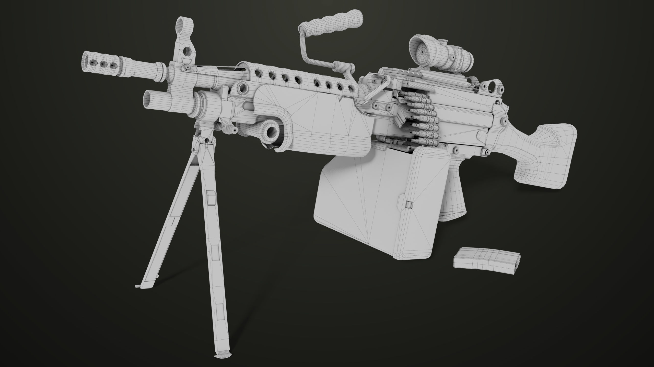 Machine Gun 12 All PBR Unity UE Textures Low-poly 3D model_32