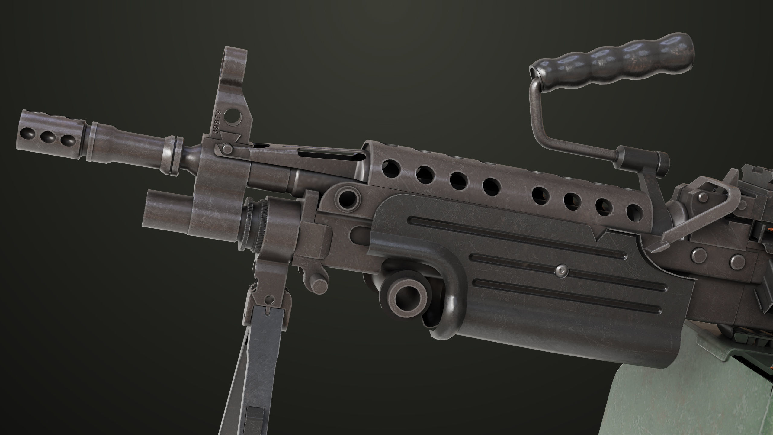 Machine Gun 12 All PBR Unity UE Textures Low-poly 3D model_9