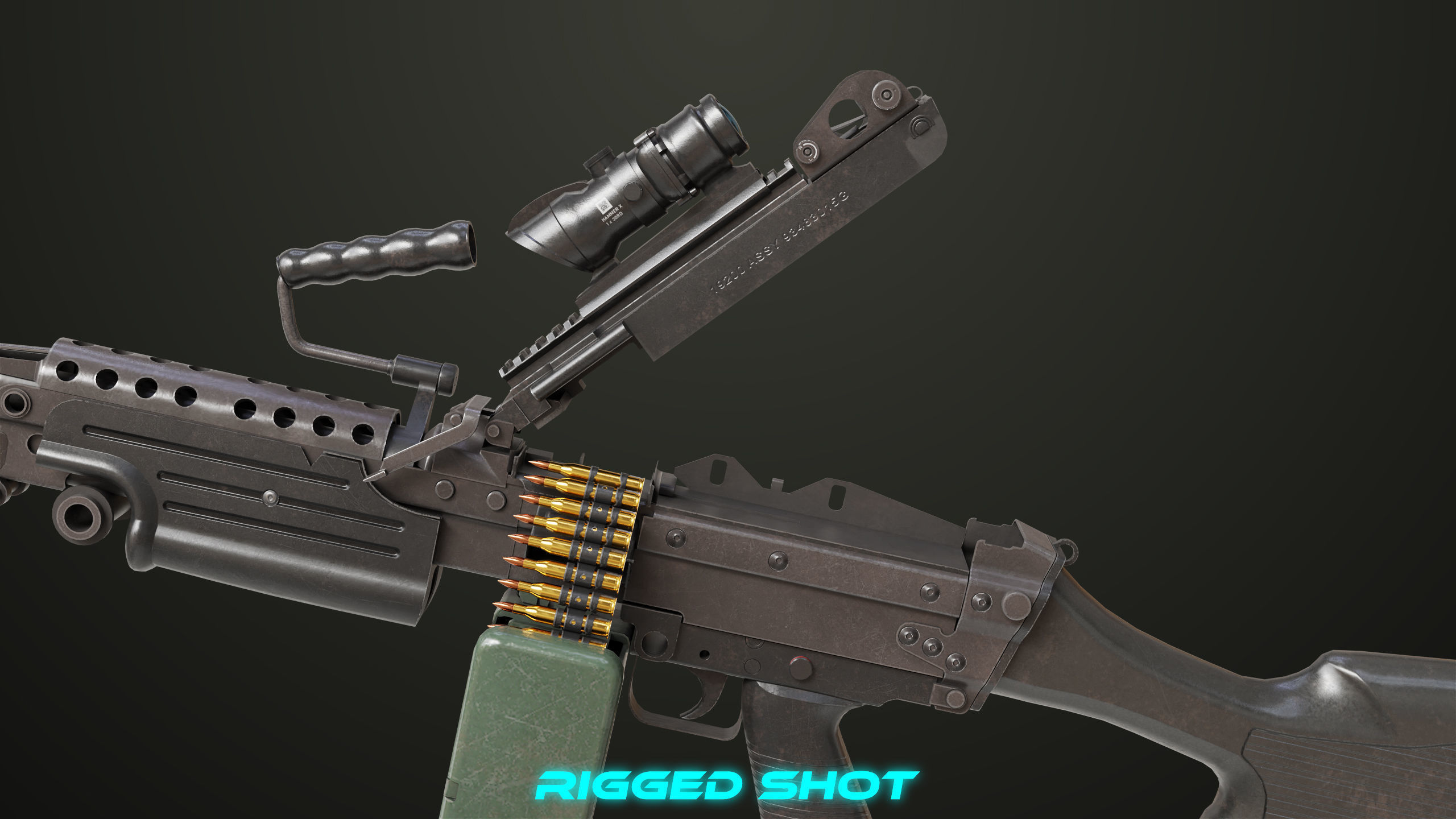 Machine Gun 12 All PBR Unity UE Textures Low-poly 3D model_20