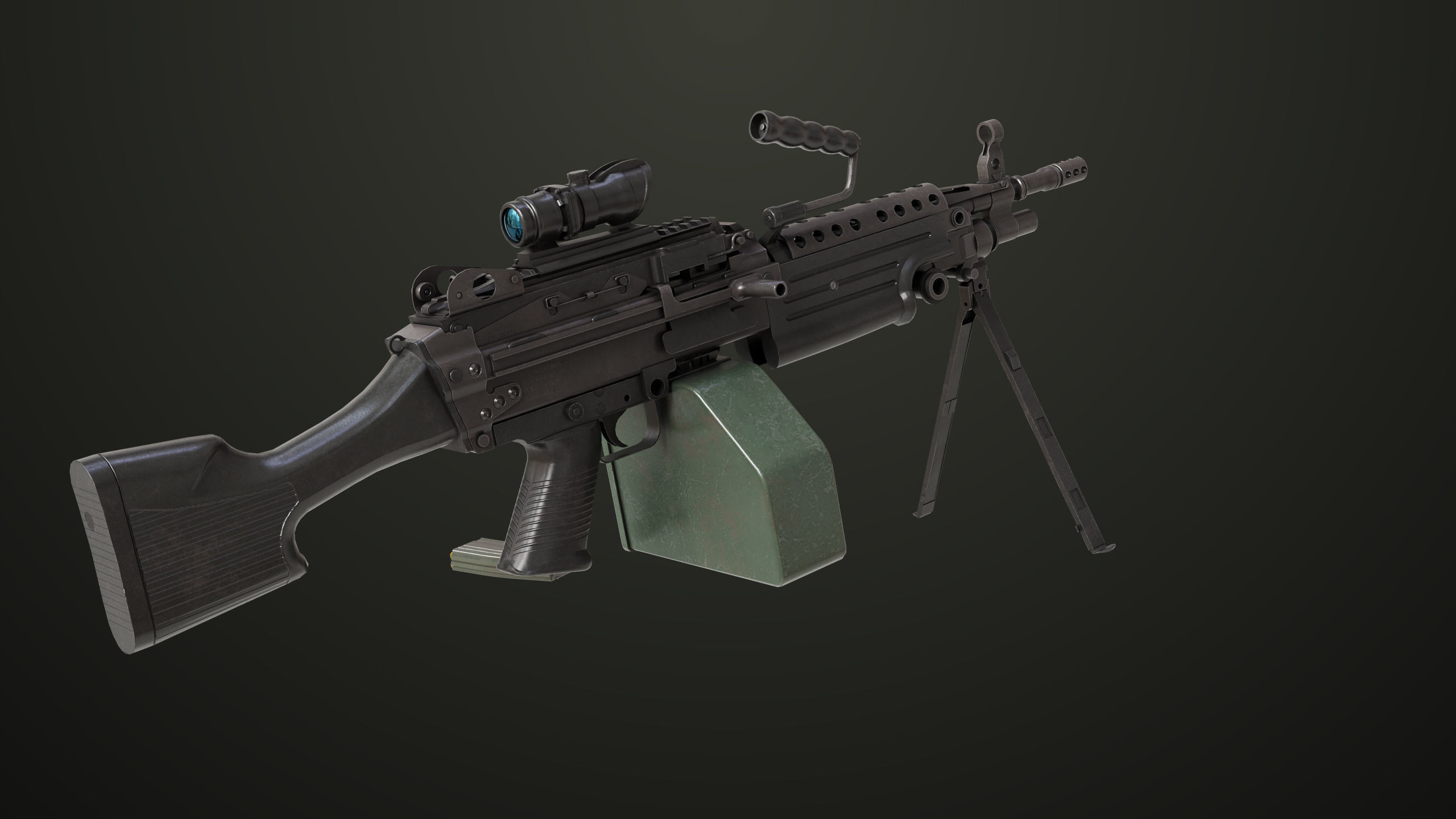 Machine Gun 12 All PBR Unity UE Textures Low-poly 3D model_6