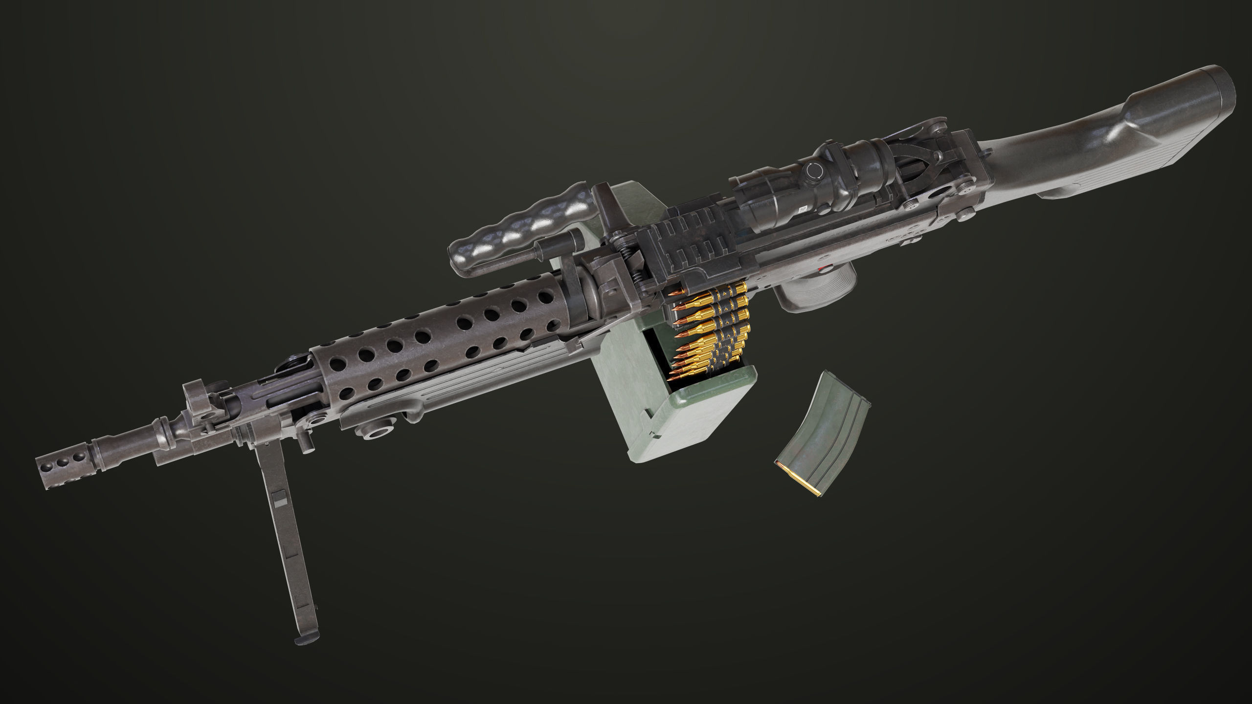 Machine Gun 12 All PBR Unity UE Textures Low-poly 3D model_26