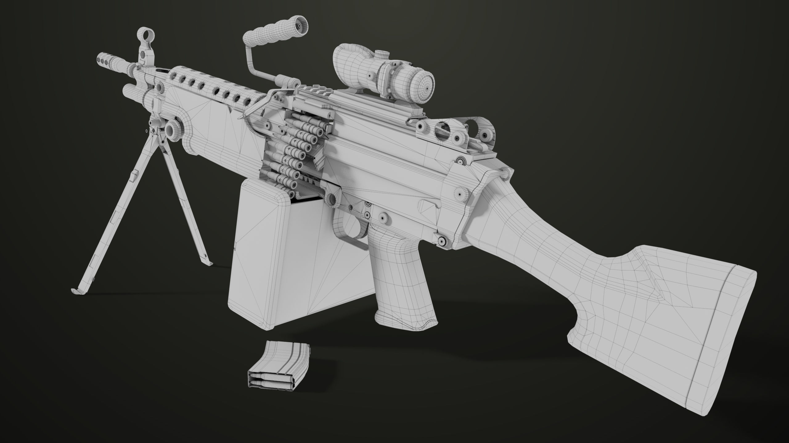 Machine Gun 12 All PBR Unity UE Textures Low-poly 3D model_36