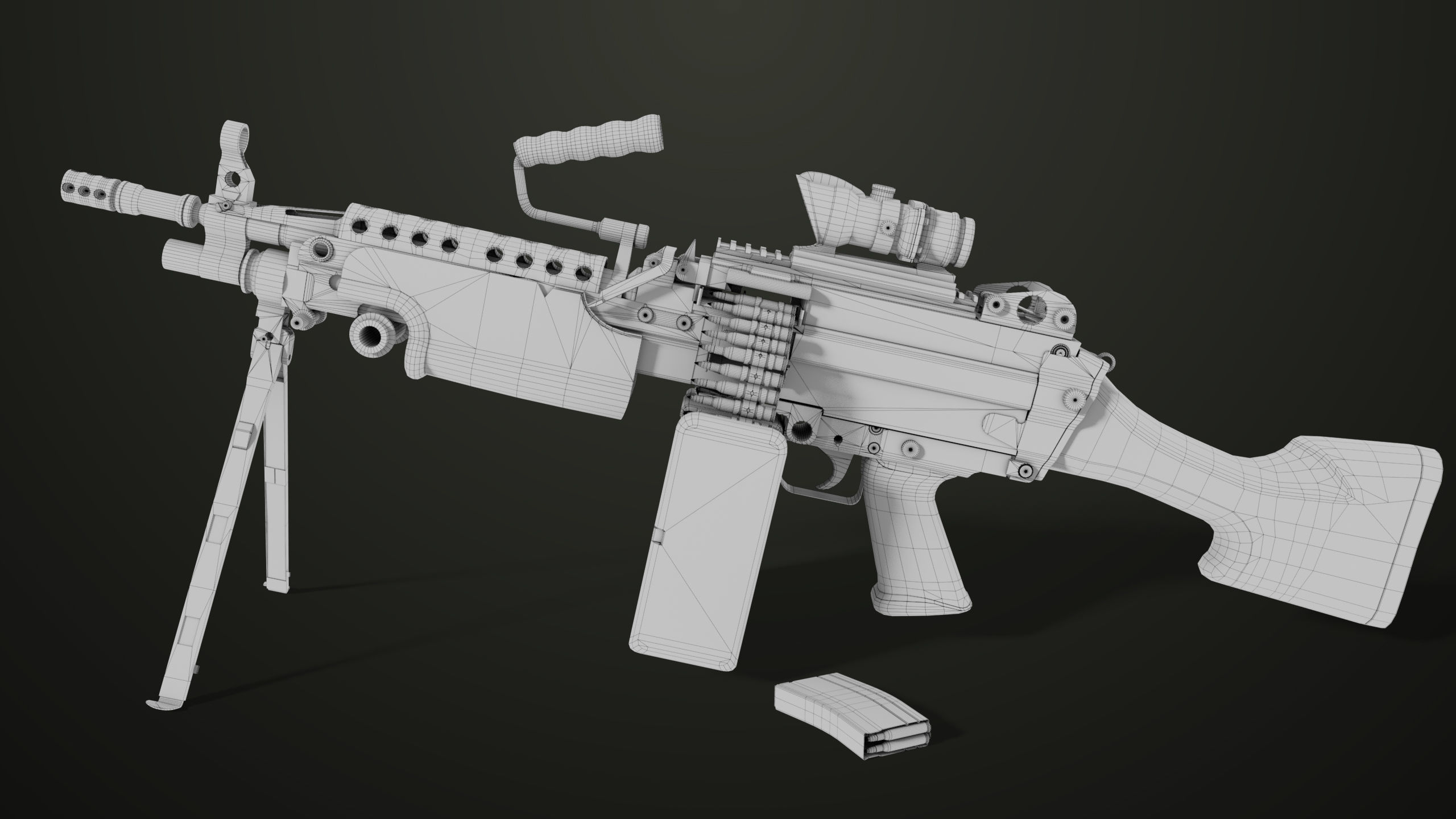 Machine Gun 12 All PBR Unity UE Textures Low-poly 3D model_31