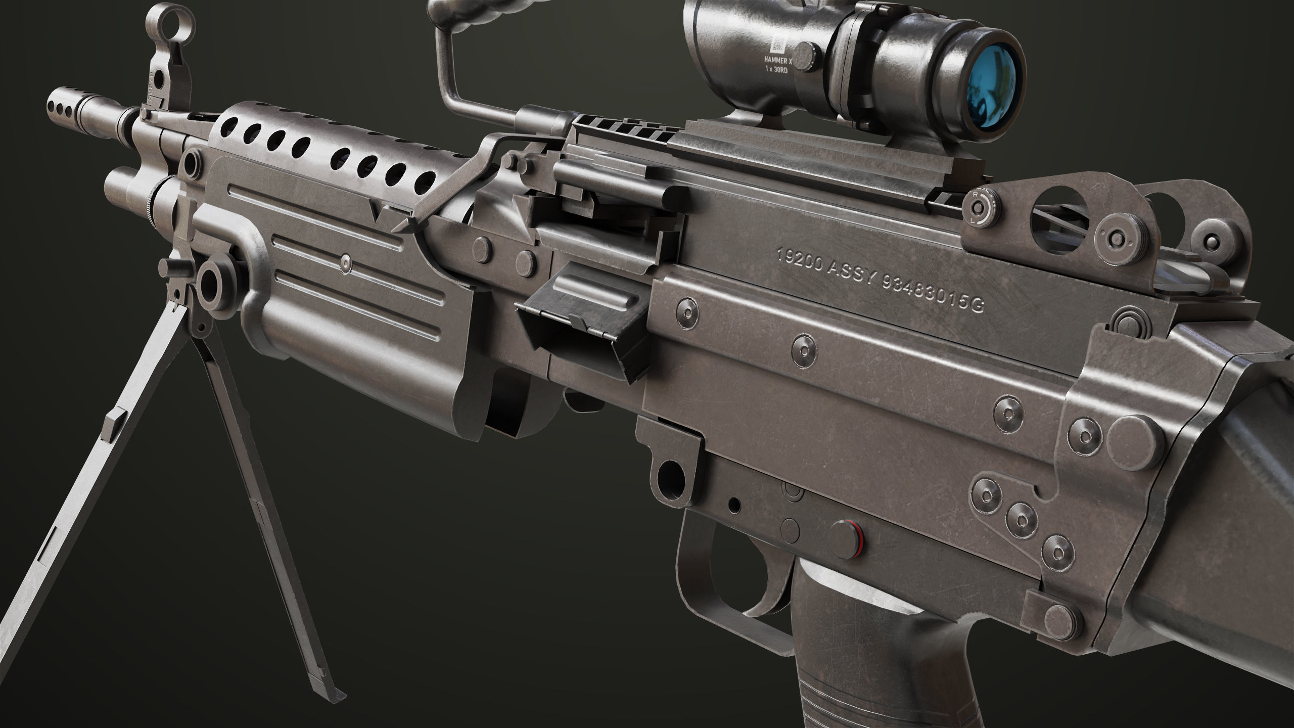 Machine Gun 12 All PBR Unity UE Textures Low-poly 3D model_29
