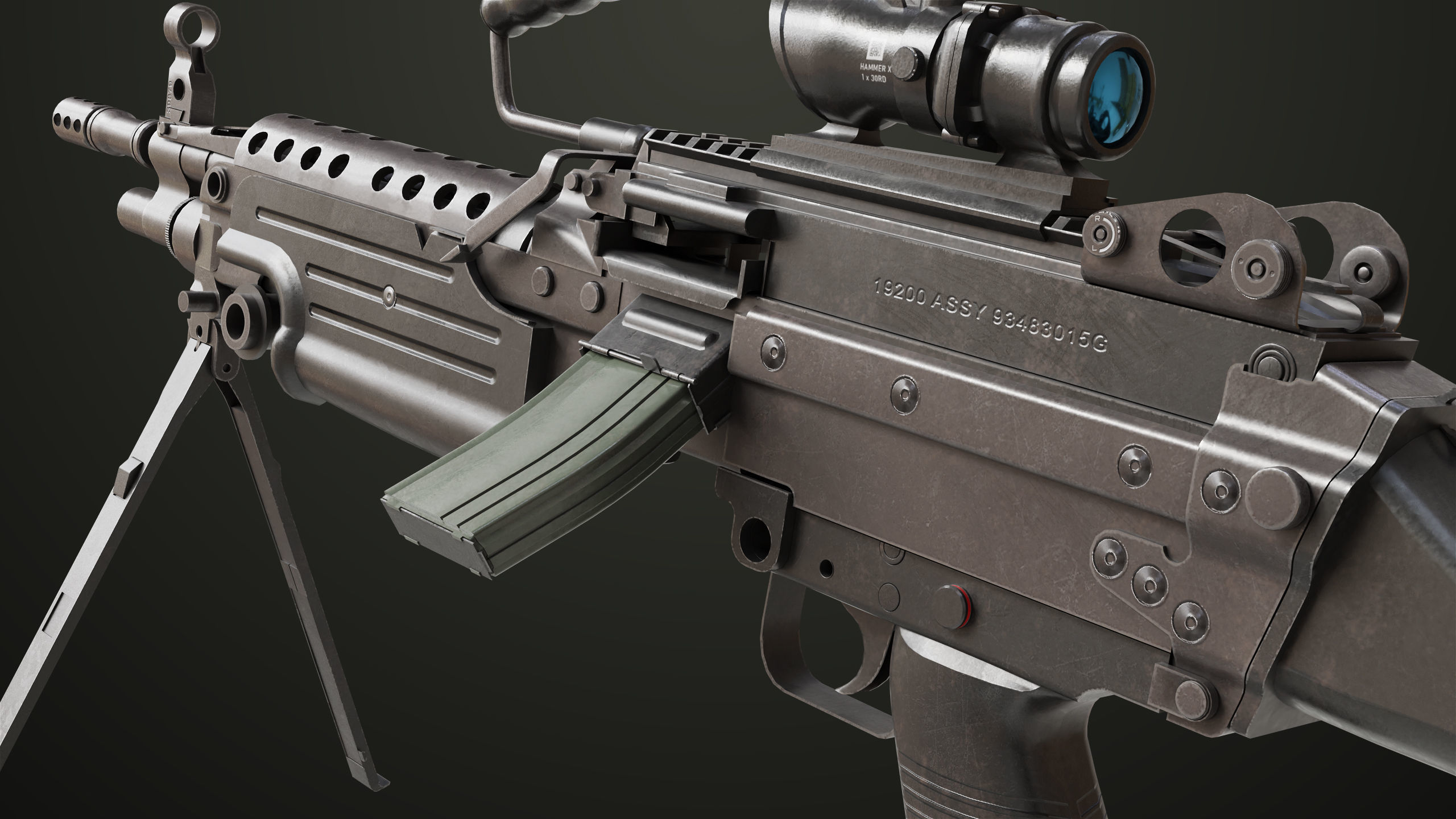 Machine Gun 12 All PBR Unity UE Textures Low-poly 3D model_30