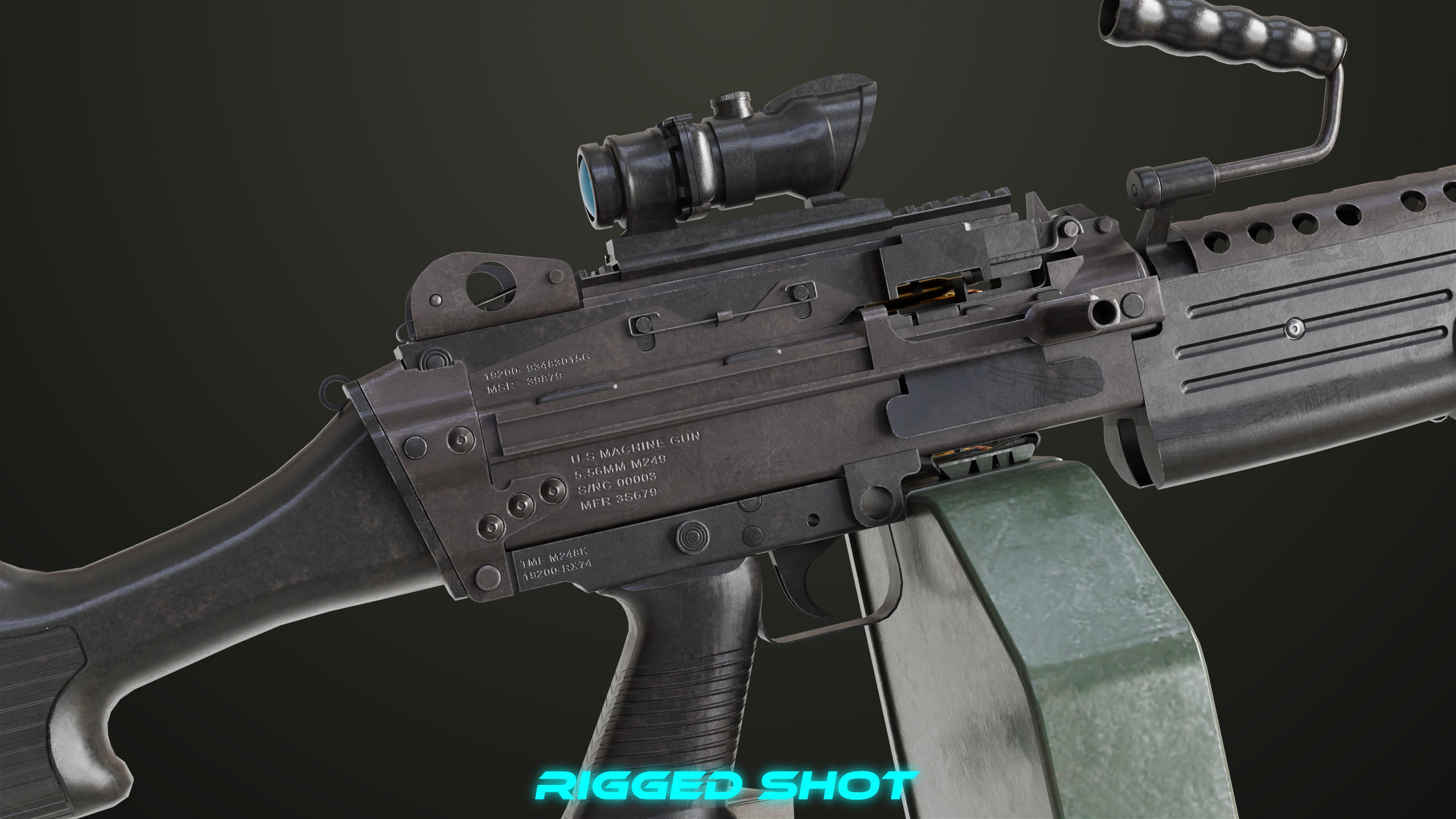 Machine Gun 12 All PBR Unity UE Textures Low-poly 3D model_17