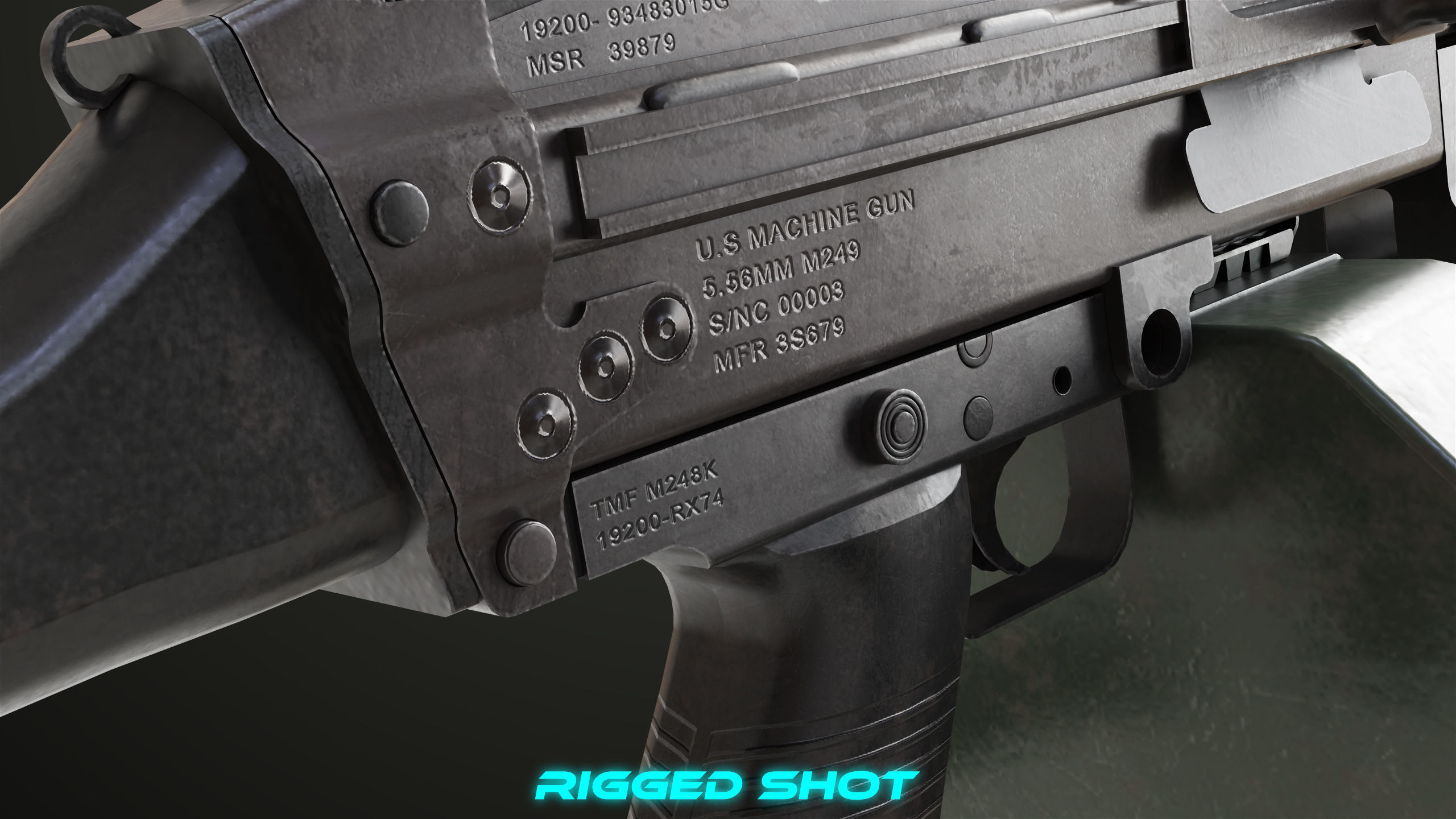 Machine Gun 12 All PBR Unity UE Textures Low-poly 3D model_21