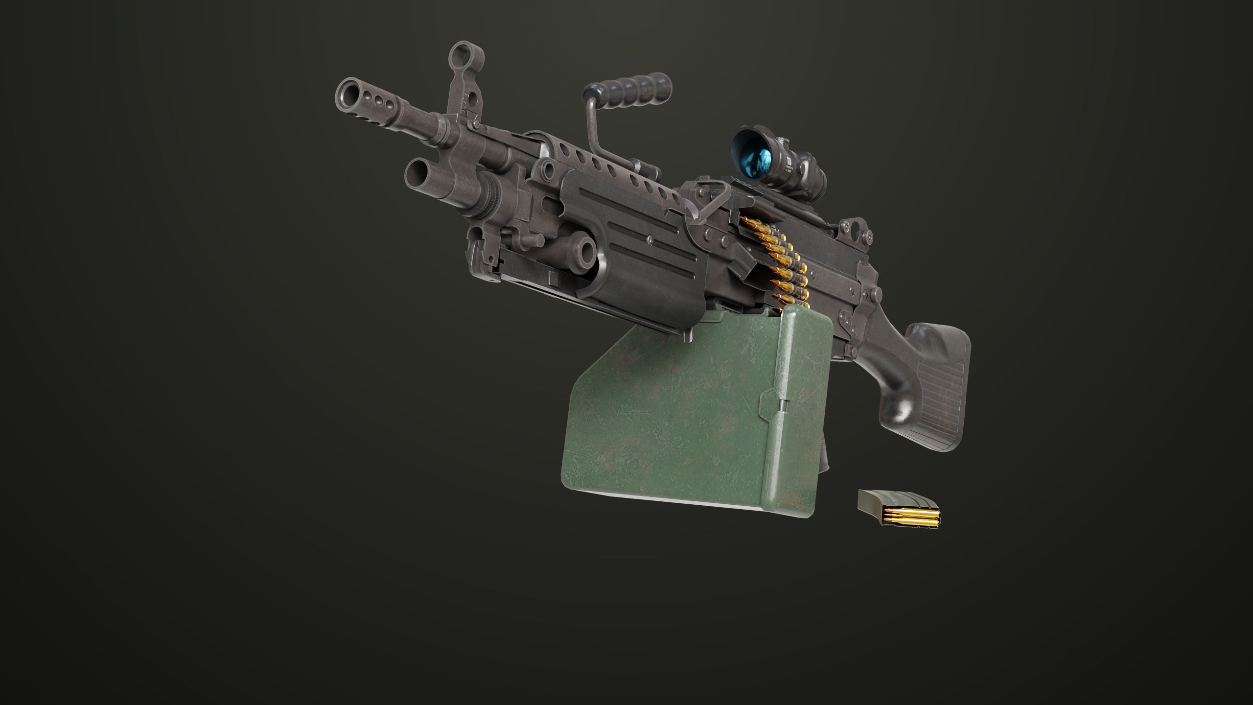Machine Gun 12 All PBR Unity UE Textures Low-poly 3D model_14