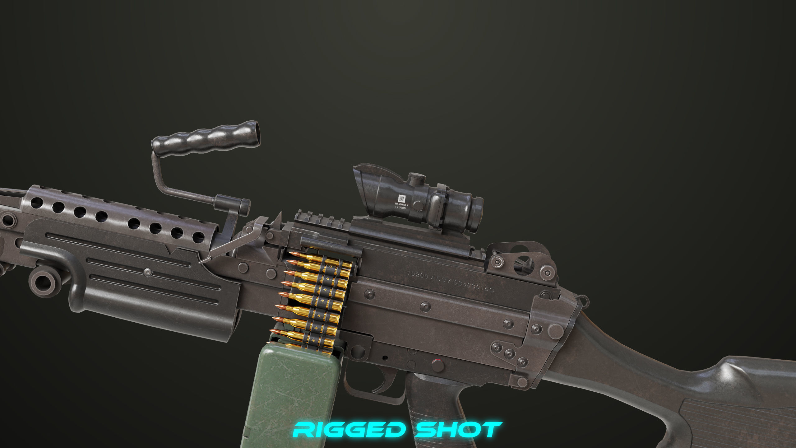 Machine Gun 12 All PBR Unity UE Textures Low-poly 3D model_19