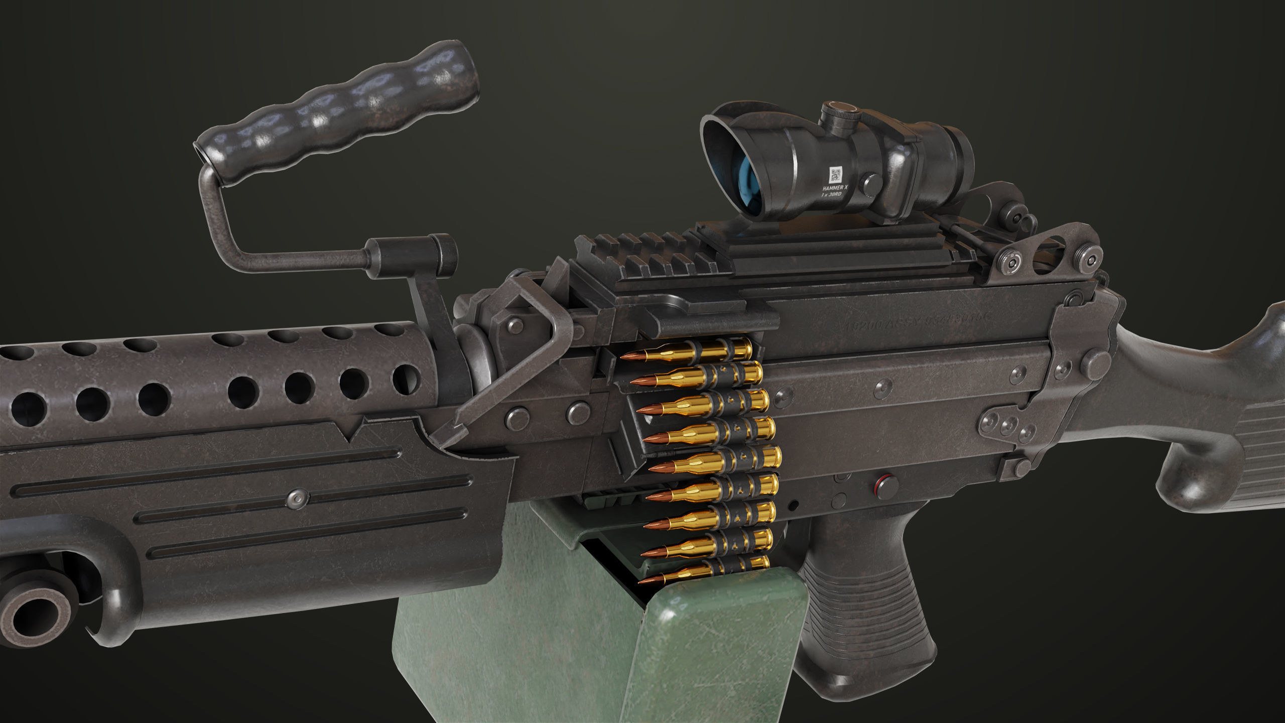 Machine Gun 12 All PBR Unity UE Textures Low-poly 3D model_10
