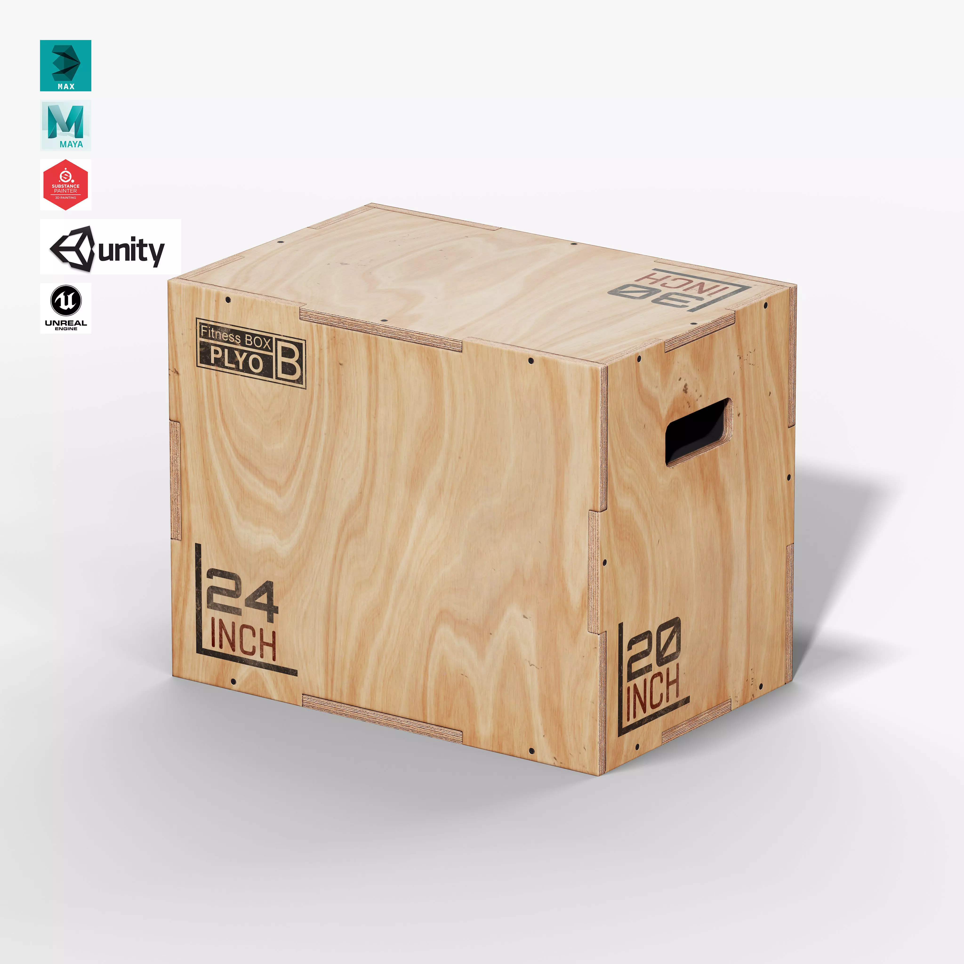 Wooden Plyo Box Low-poly 3D model_0