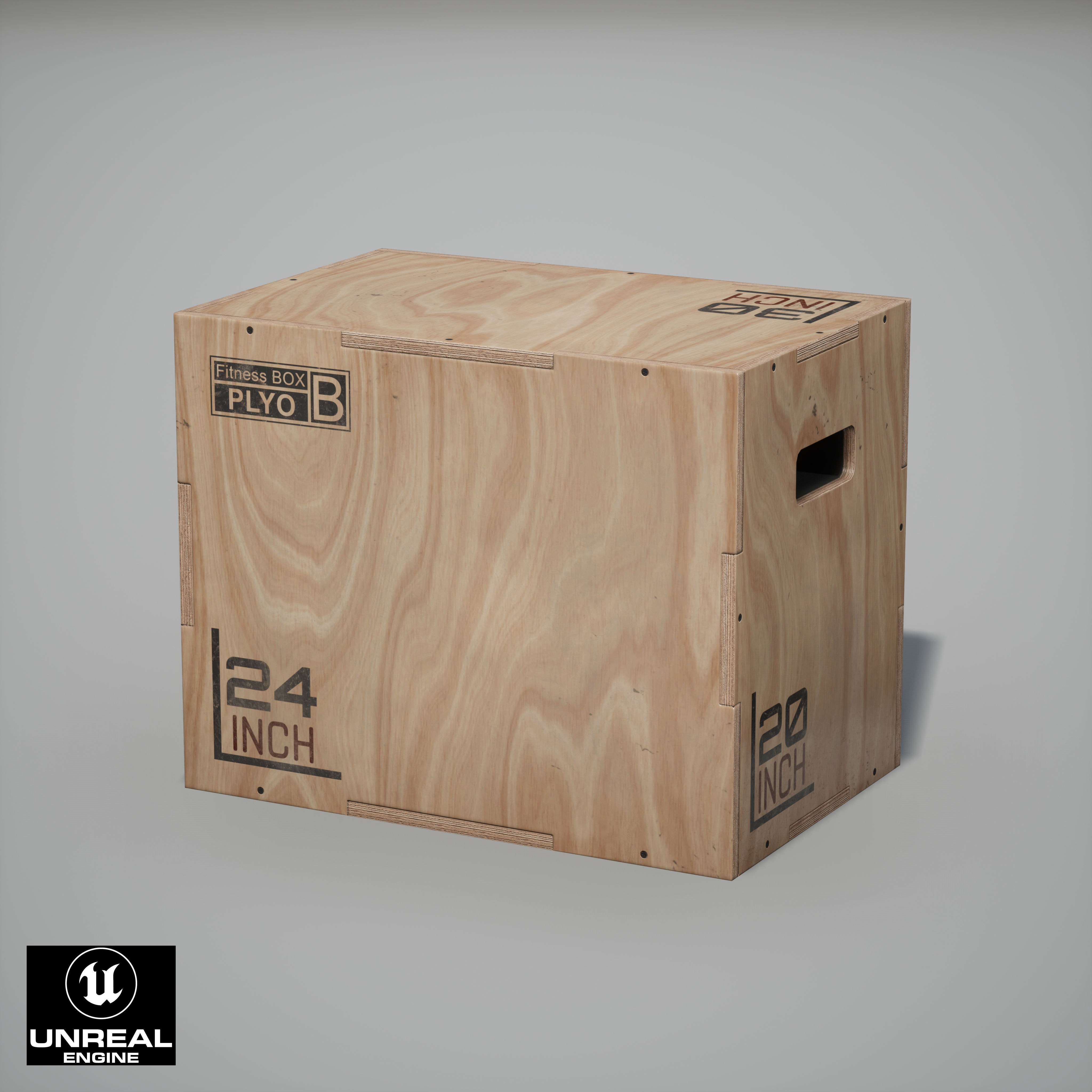 Wooden Plyo Box Low-poly 3D model_13