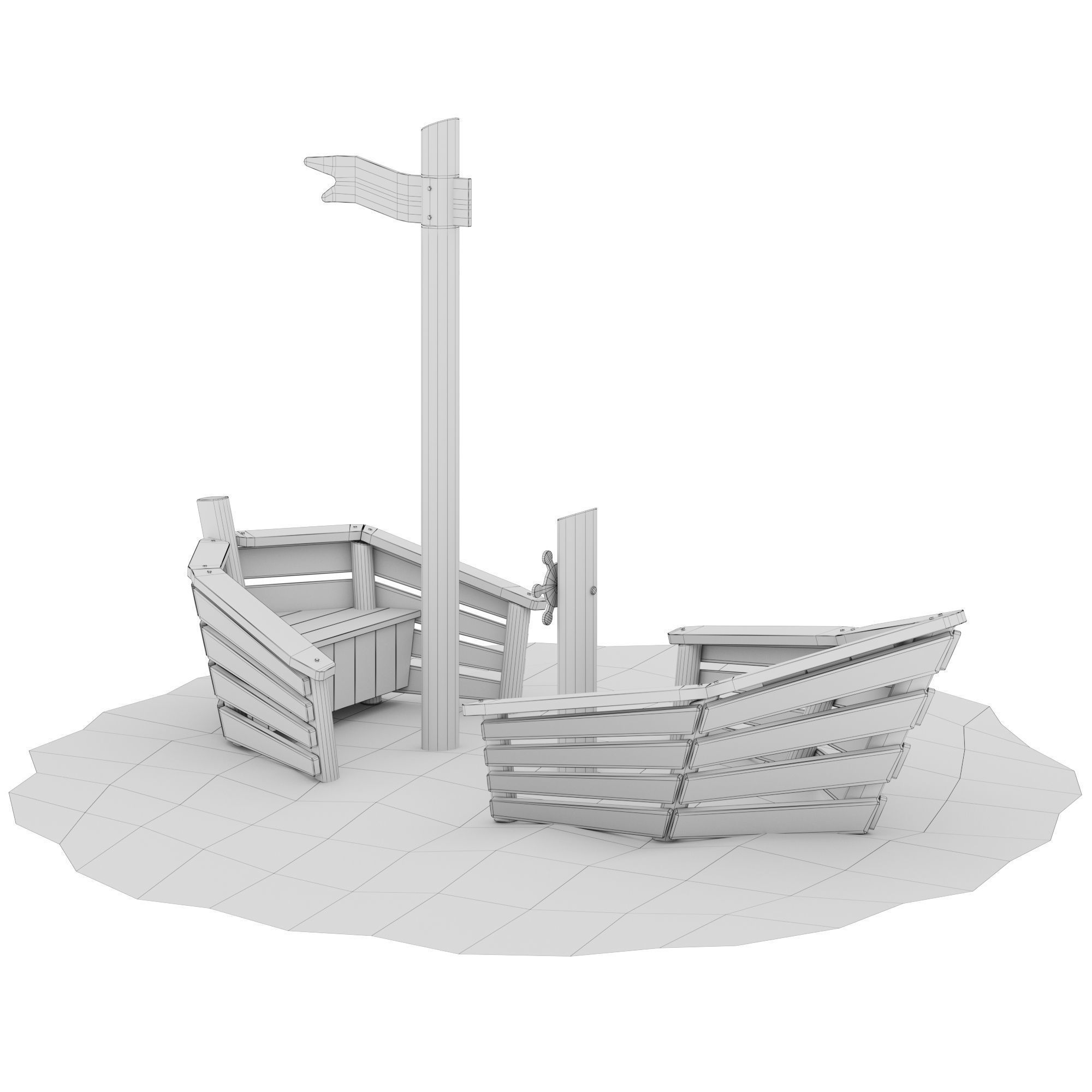 Small ship without floor 3D model_8