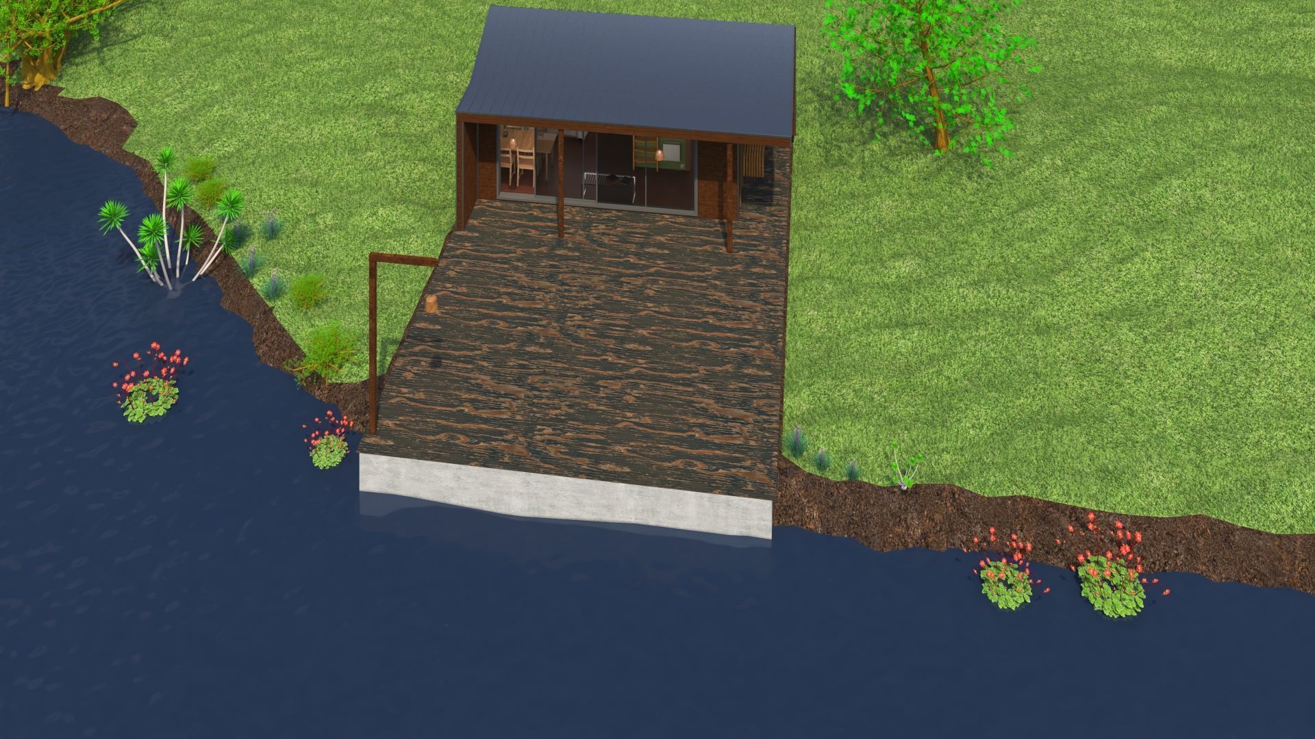 Small house with a lake  3D model_11
