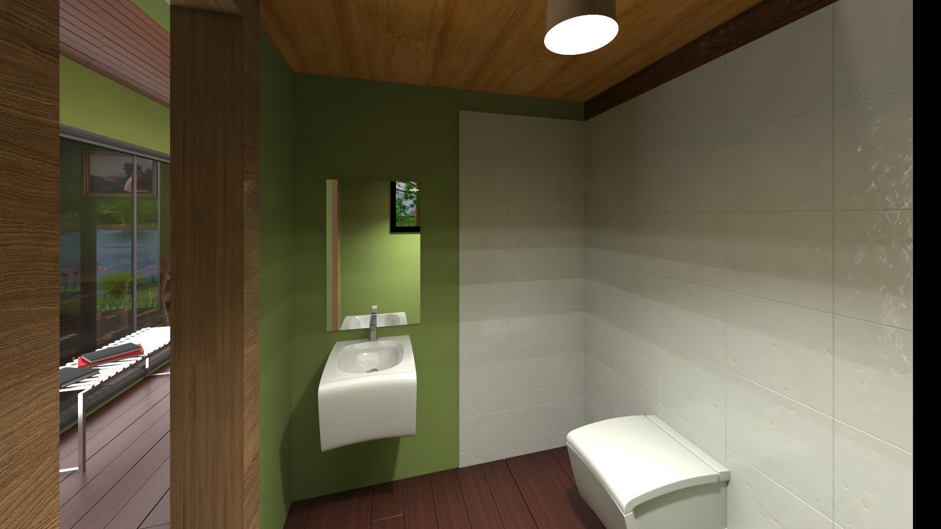 Small house with a lake  3D model_2