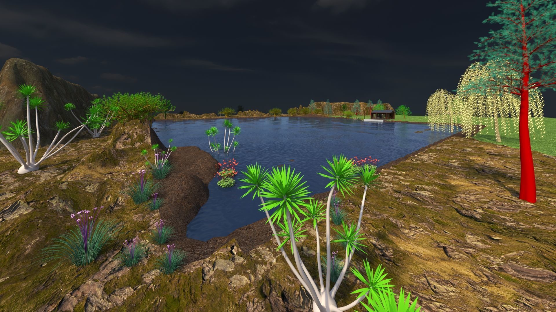 Small house with a lake  3D model_9