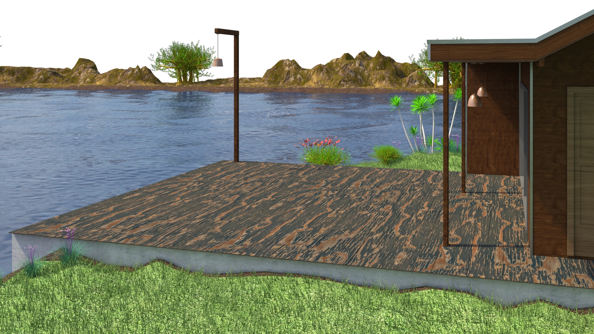 Small house with a lake  3D model_8