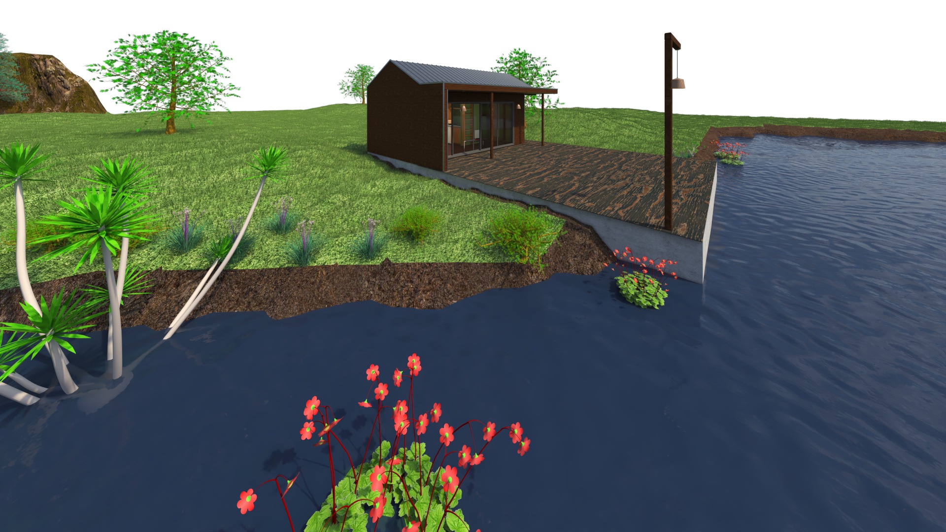 Small house with a lake  3D model_6