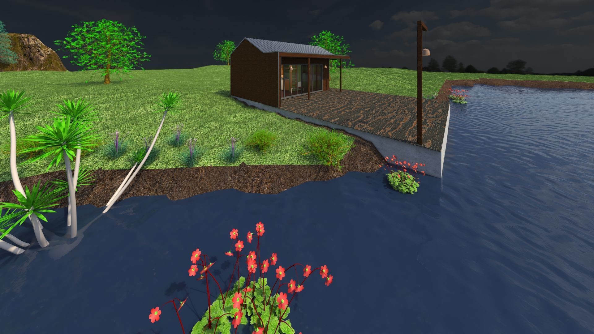 Small house with a lake  3D model_5