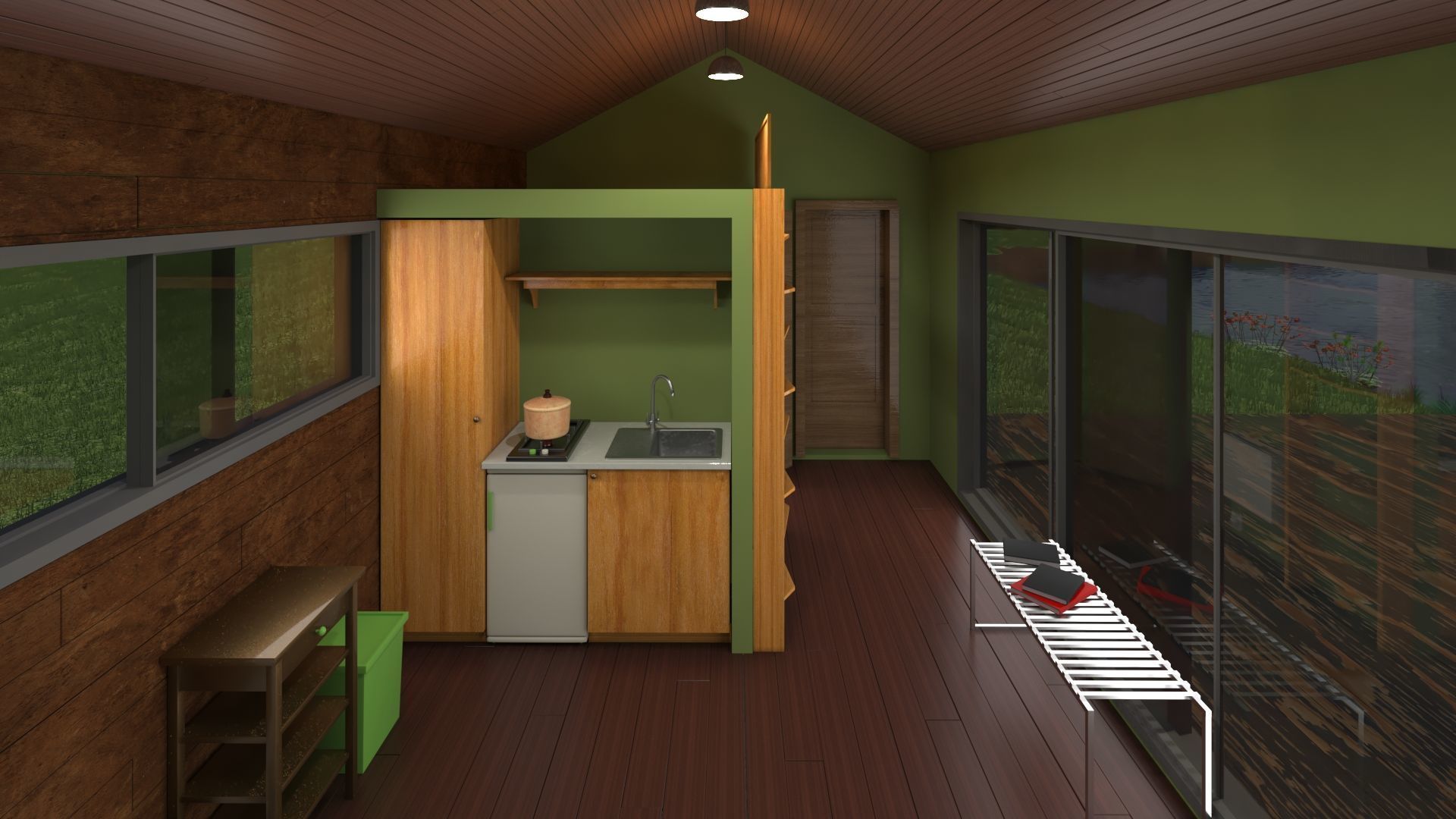 Small house with a lake  3D model_1