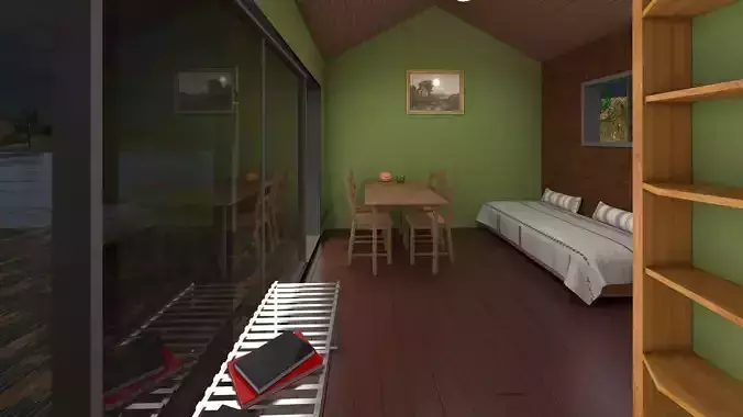 Small house with a lake 