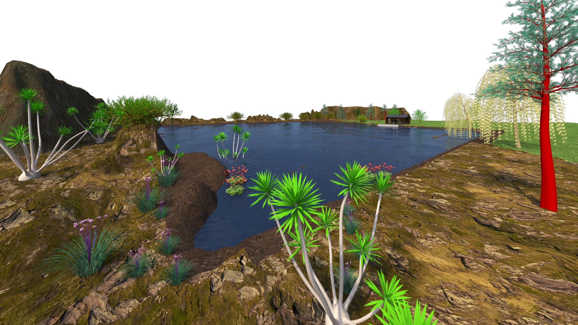 Small house with a lake  3D model_10