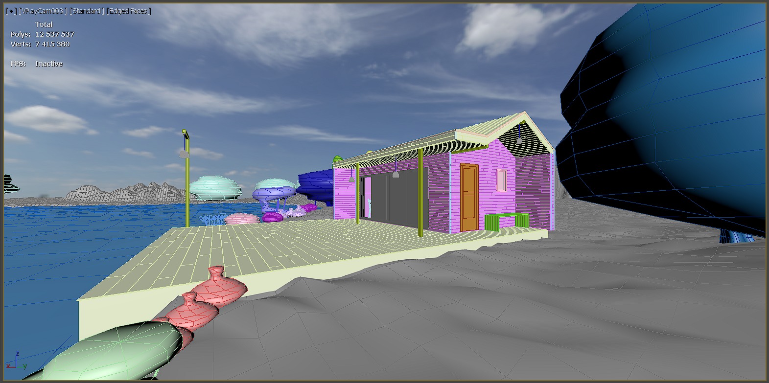 Small house with a lake  3D model_14