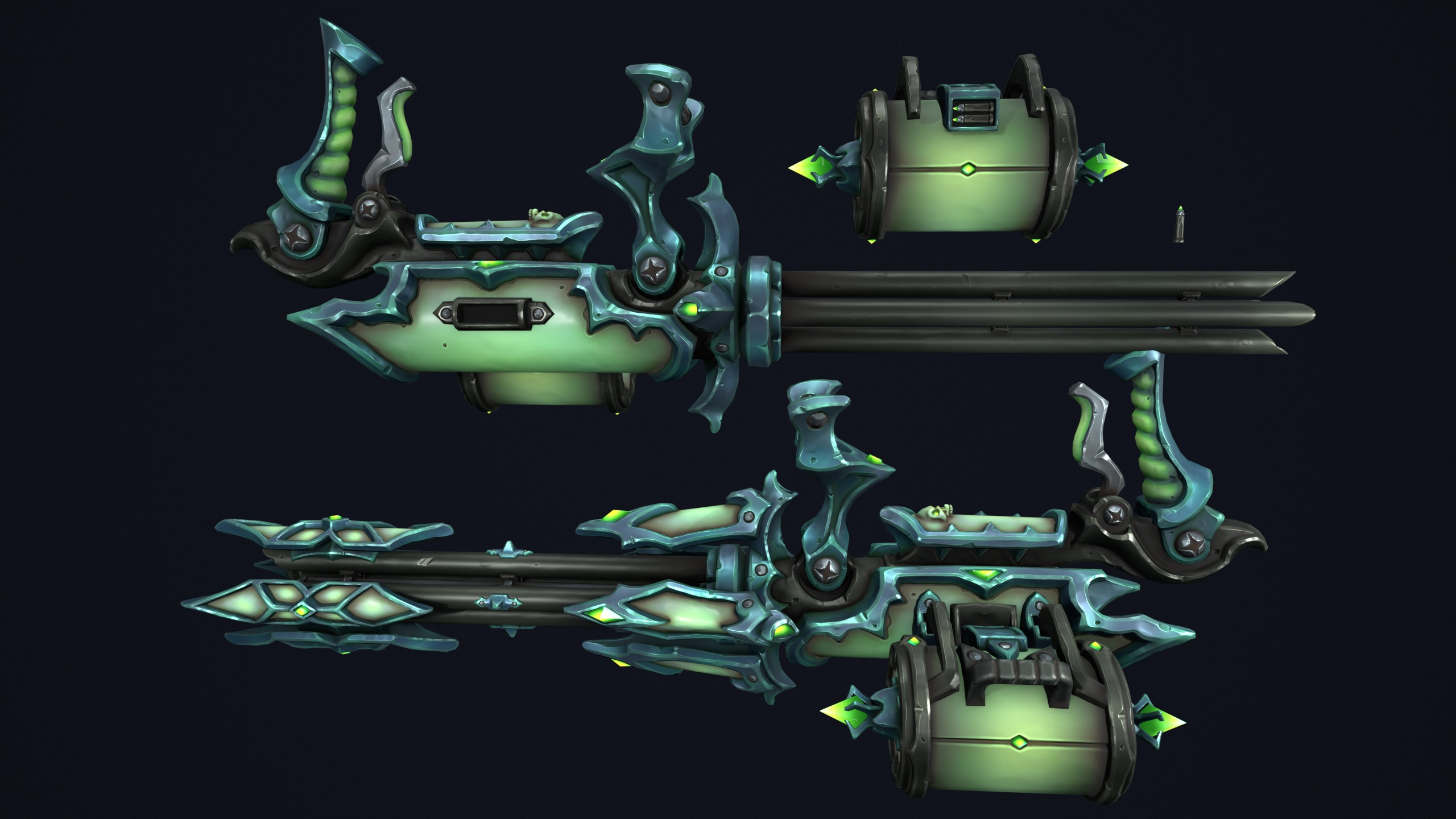 Undead minigun Low-poly 3D model_19