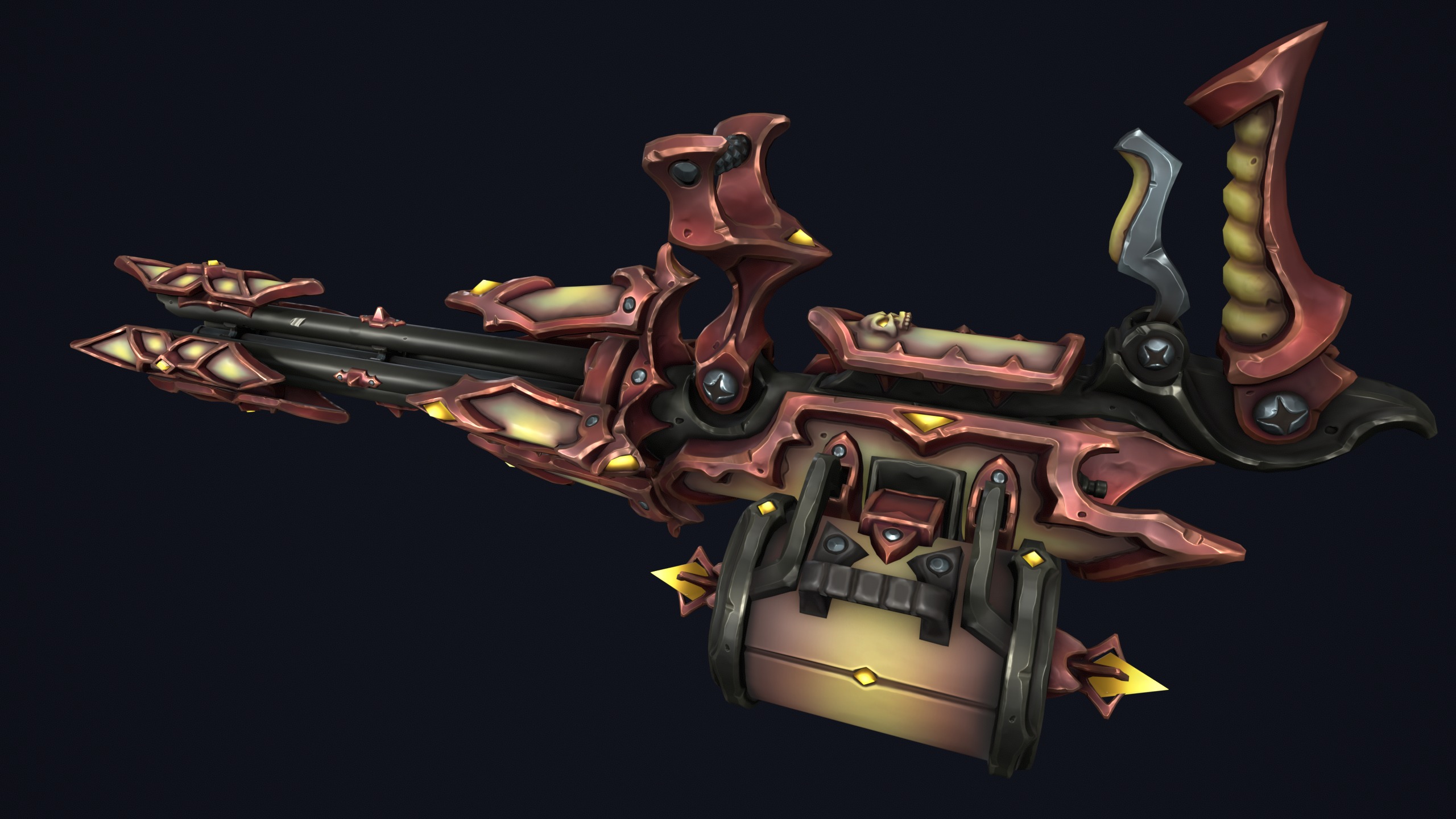 Undead minigun Low-poly 3D model_7