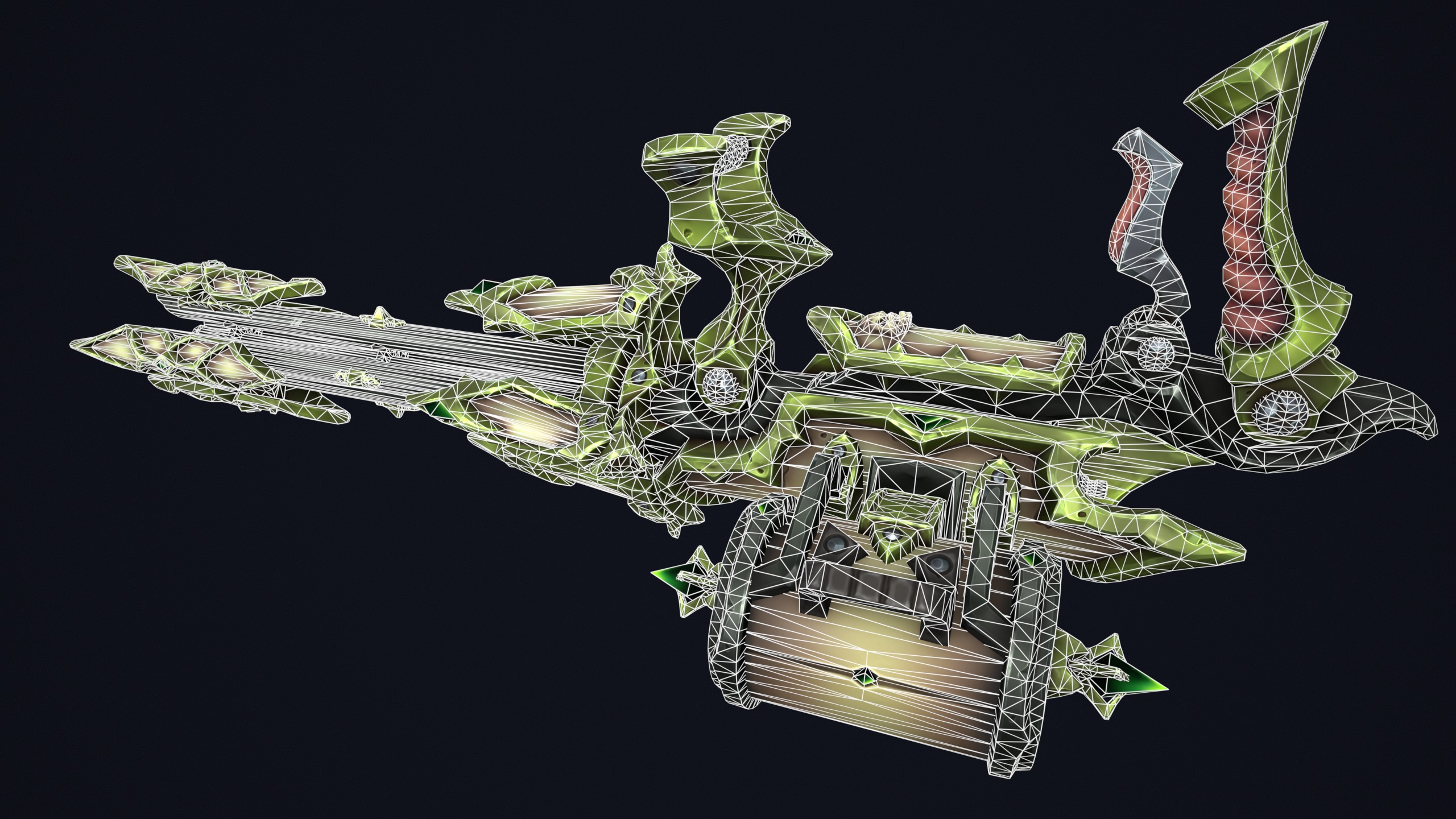 Undead minigun Low-poly 3D model_1