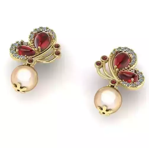 Earrings with pearl stones N011087