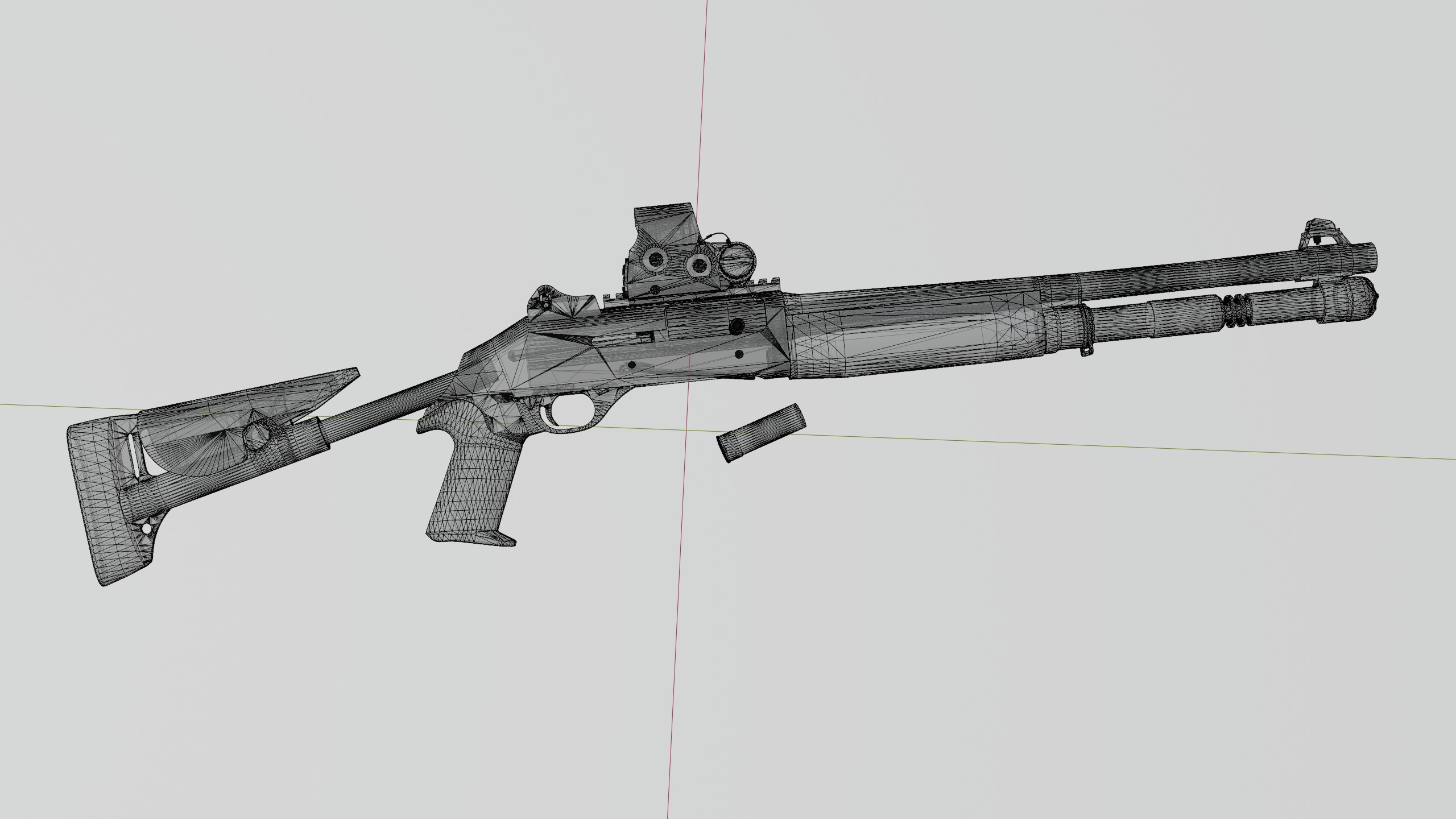 Benelli M4 Low-poly 3D model_11