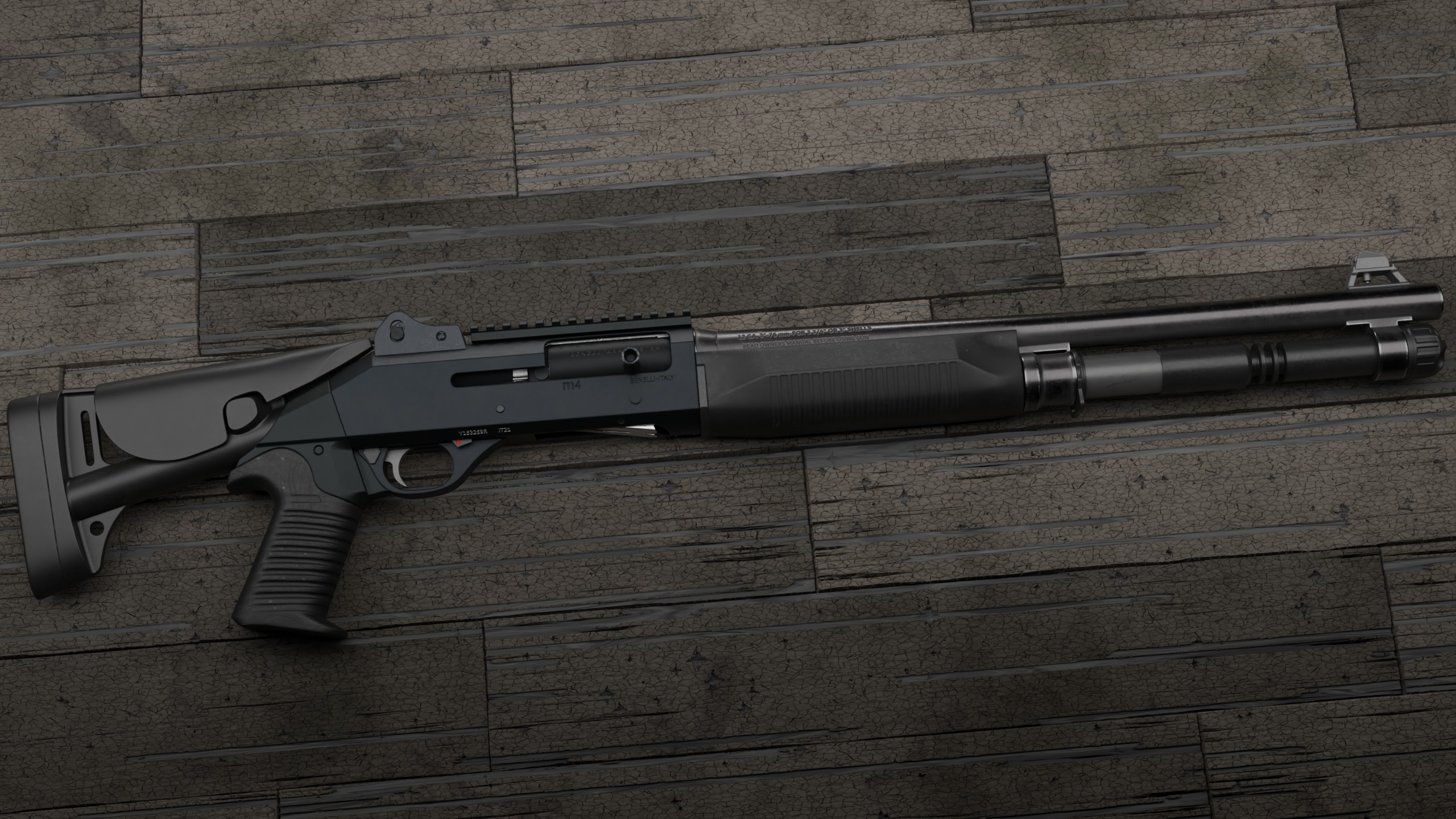 Benelli M4 Low-poly 3D model_2