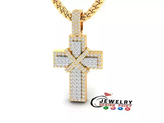 Custom Cross Diamond Pendant - Crucifixion Cross Necklace 3D print model