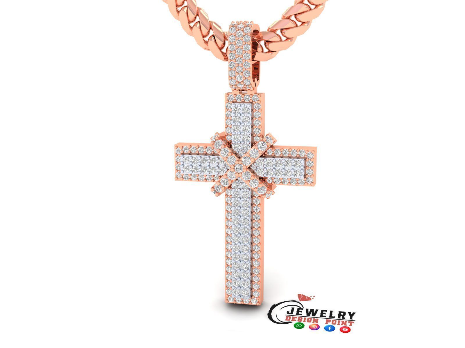 Custom Cross Diamond Pendant - Crucifixion Cross Necklace 3D print model_2