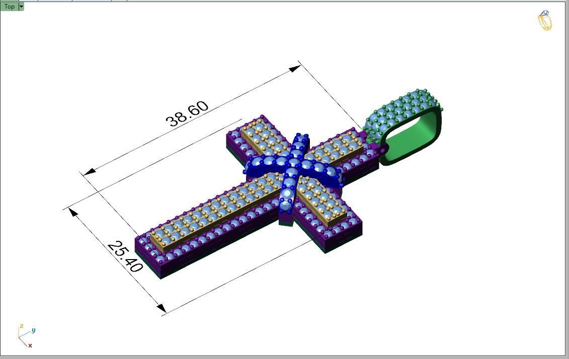 Custom Cross Diamond Pendant - Crucifixion Cross Necklace 3D print model_4