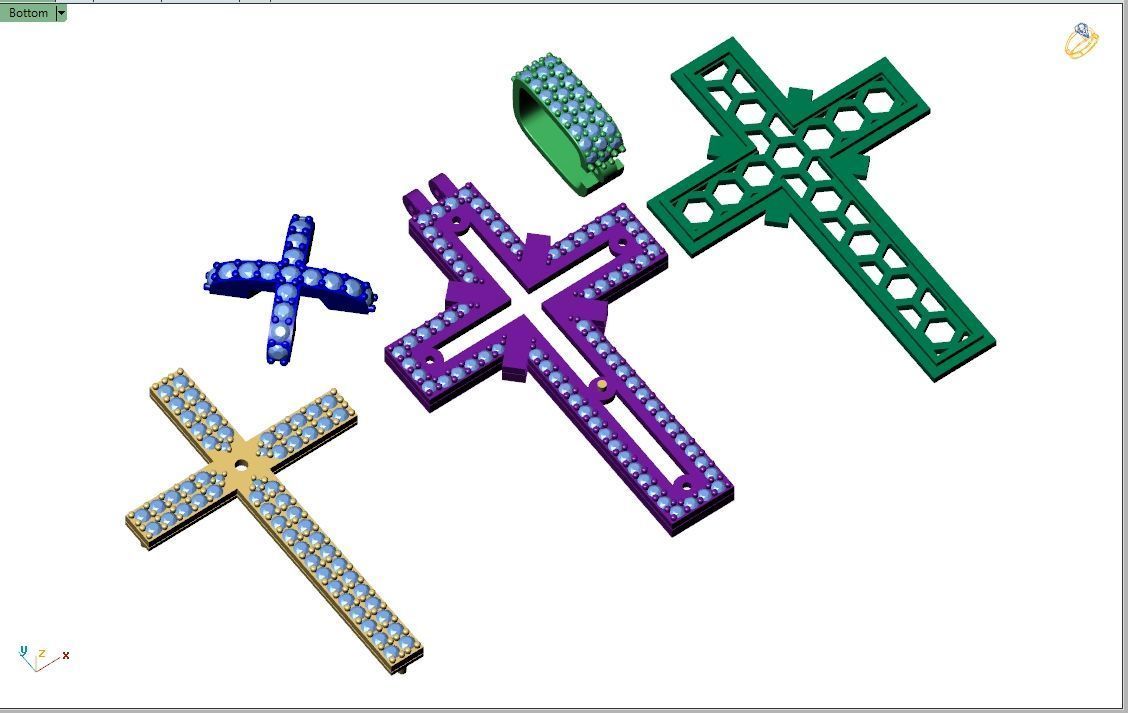 Custom Cross Diamond Pendant - Crucifixion Cross Necklace 3D print model_11