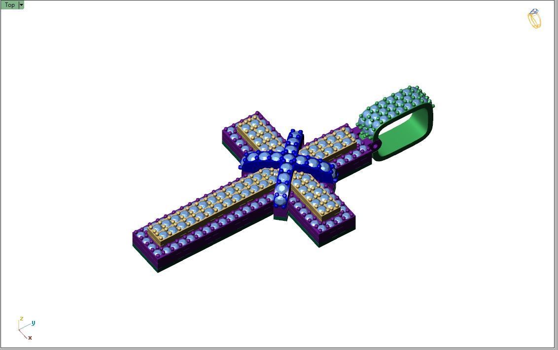 Custom Cross Diamond Pendant - Crucifixion Cross Necklace 3D print model_8