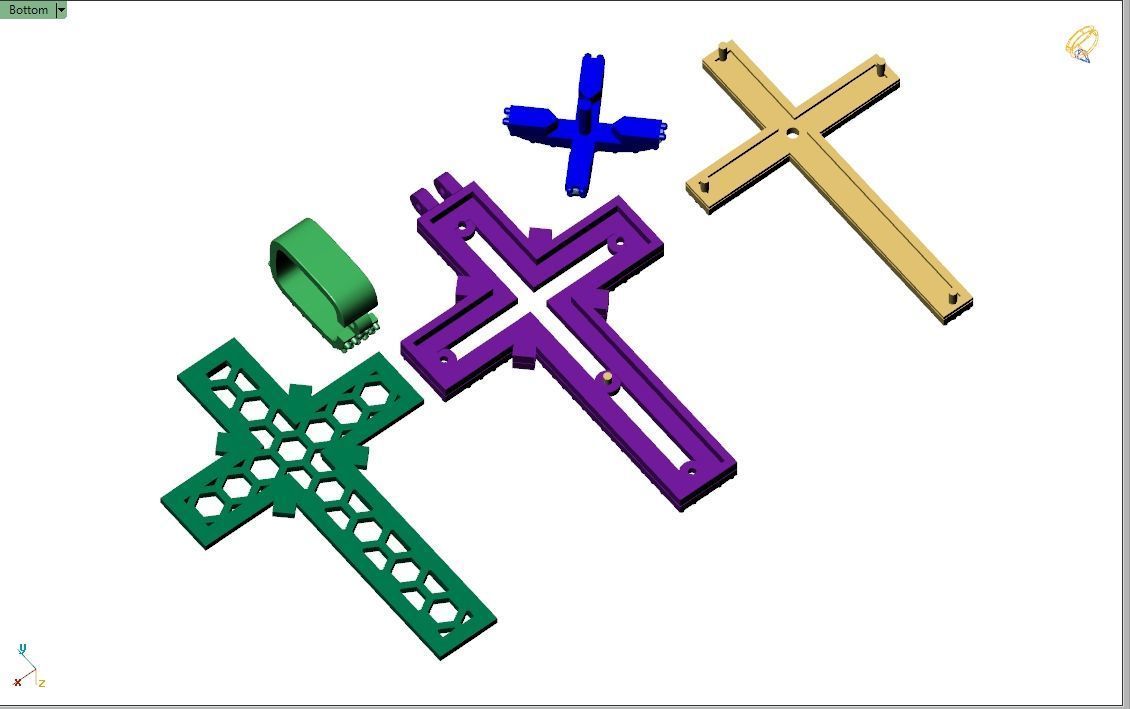 Custom Cross Diamond Pendant - Crucifixion Cross Necklace 3D print model_10